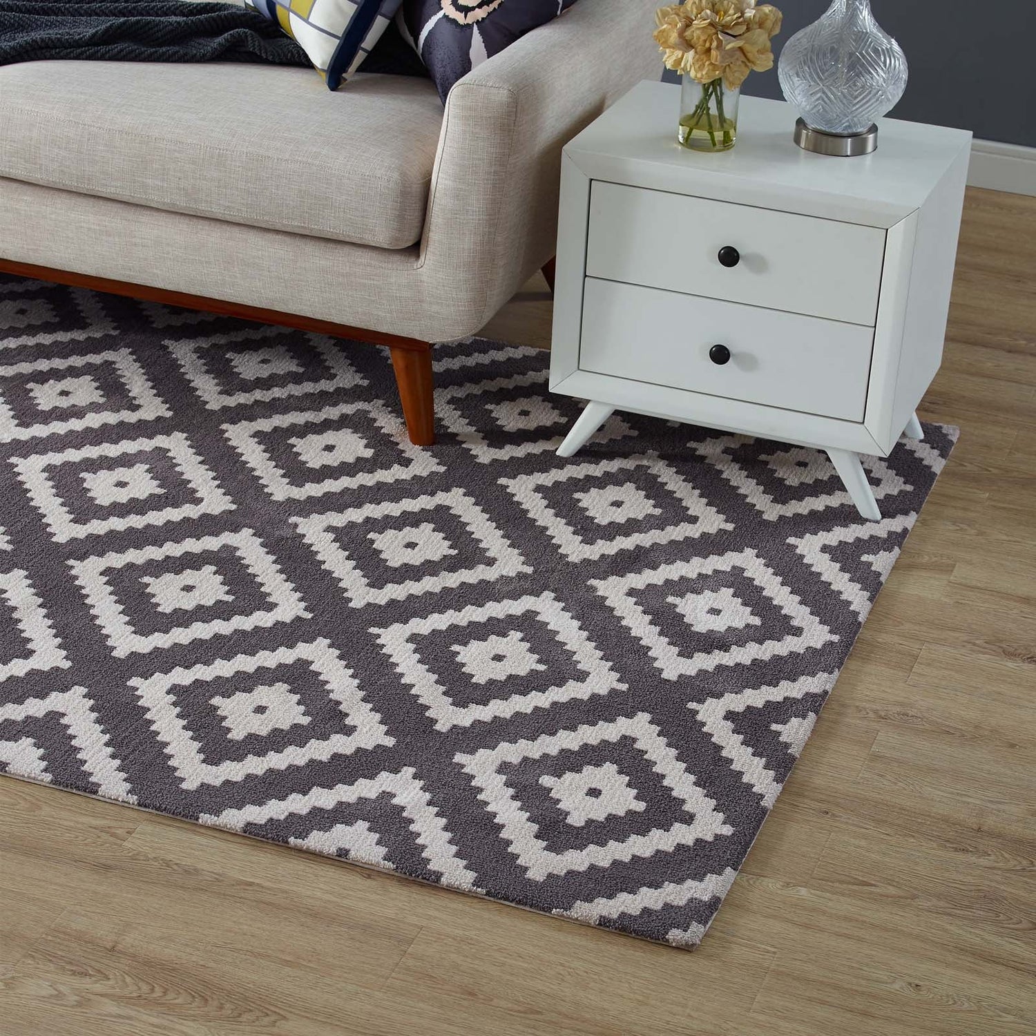 Alika Abstract Diamond Trellis Area Rug by Modway