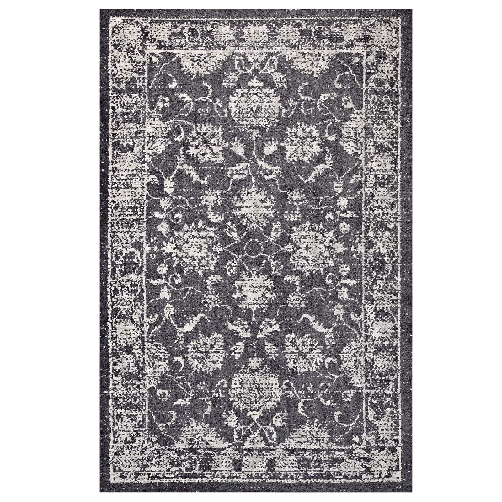 Kazia Distressed Floral Lattice Area Rug by Modway