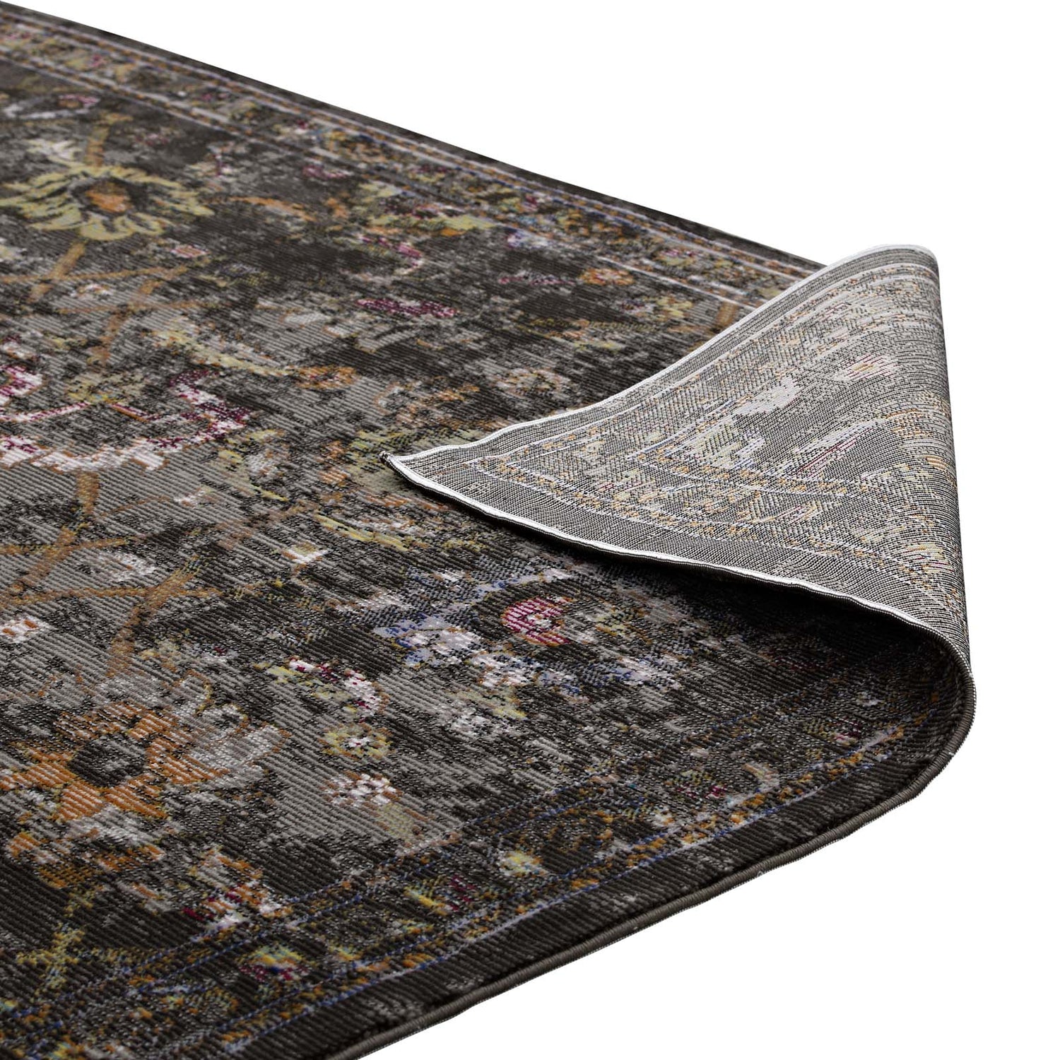 Minu Distressed Floral Lattice Area Rug by Modway