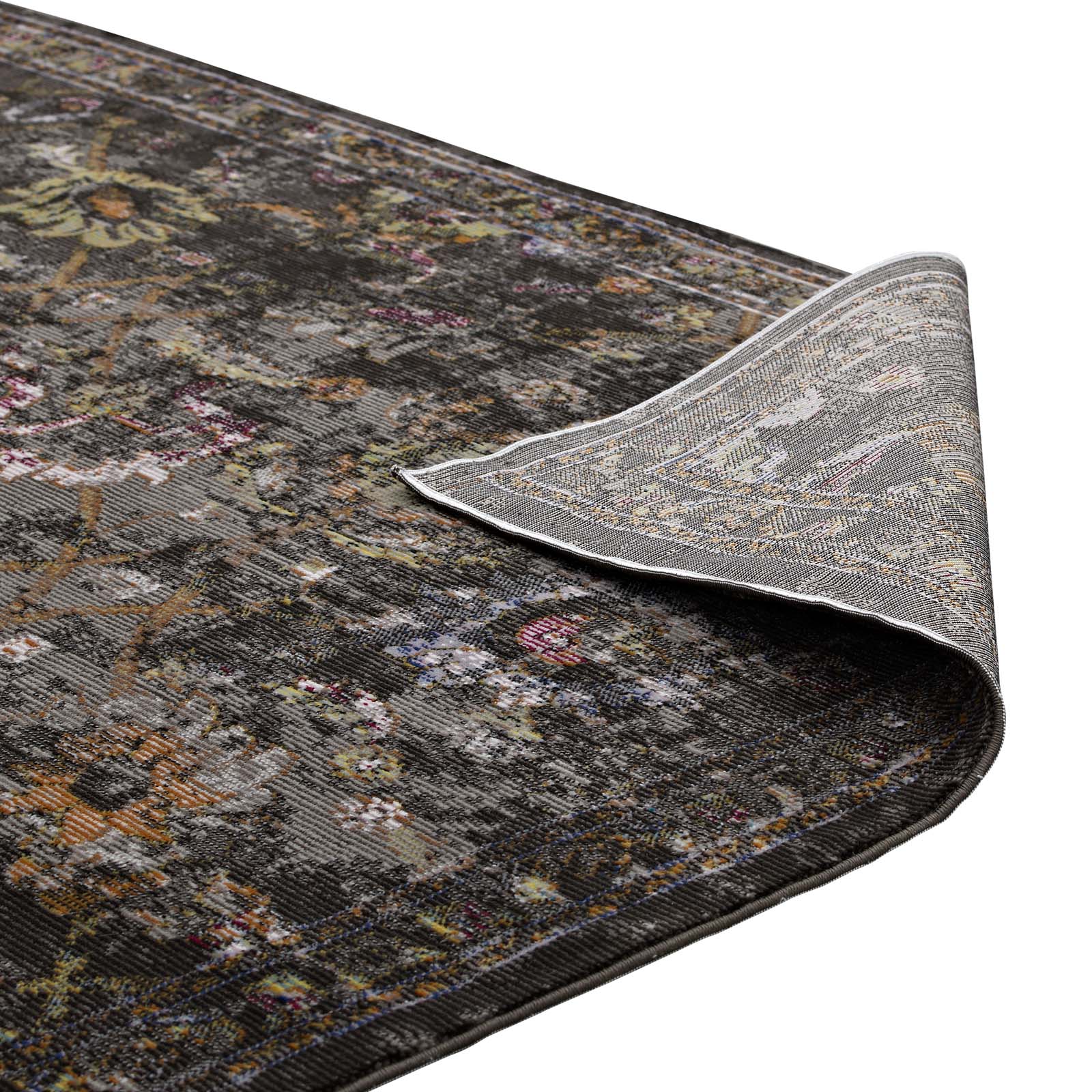 Minu Distressed Floral Lattice Area Rug by Modway