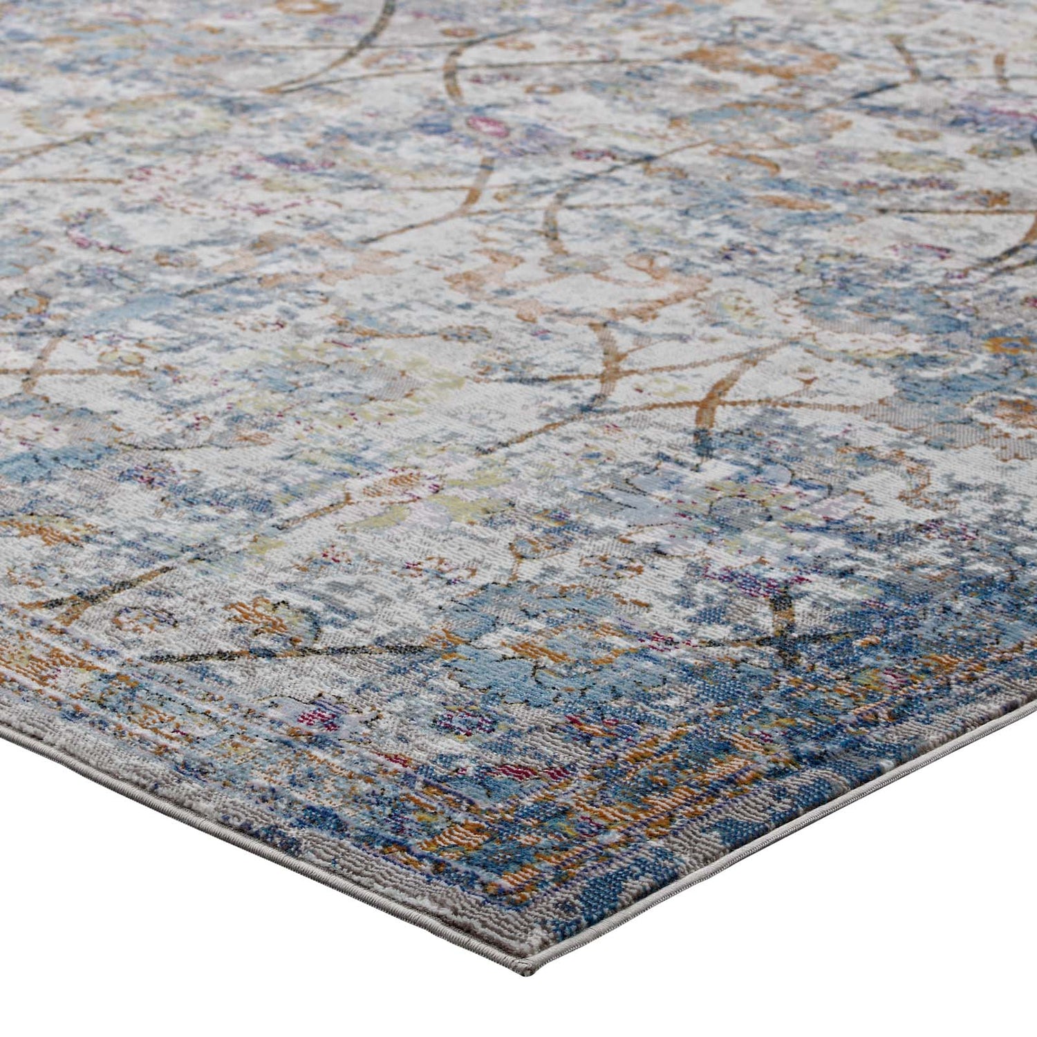 Minu Distressed Floral Lattice Area Rug by Modway