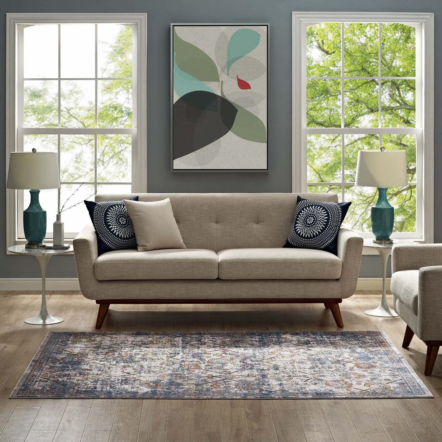 Minu Distressed Floral Lattice Area Rug by Modway