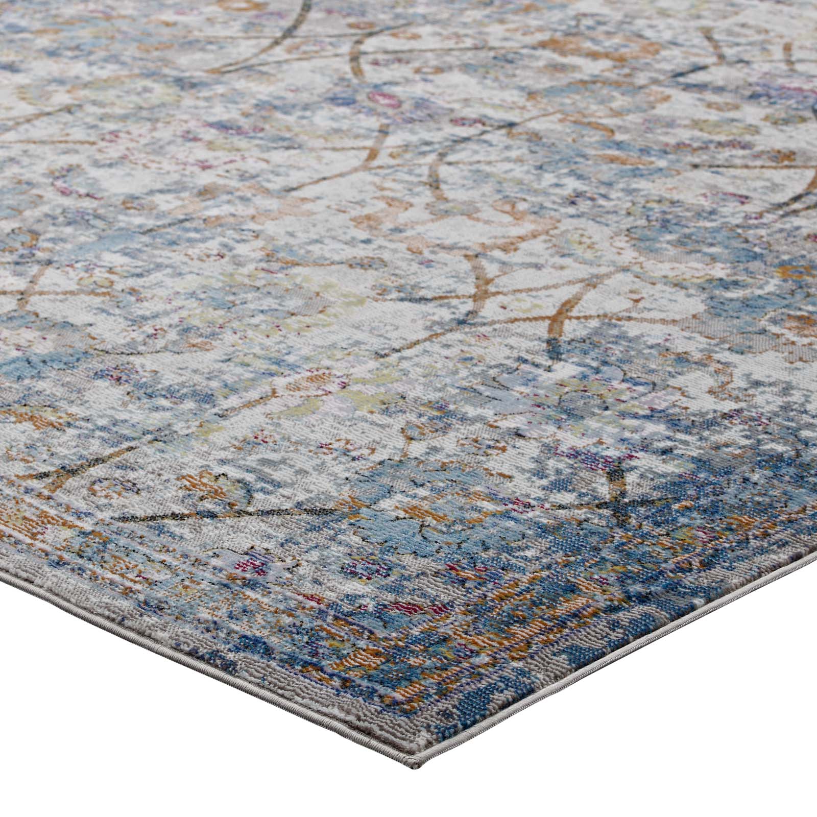 Minu Distressed Floral Lattice Area Rug by Modway