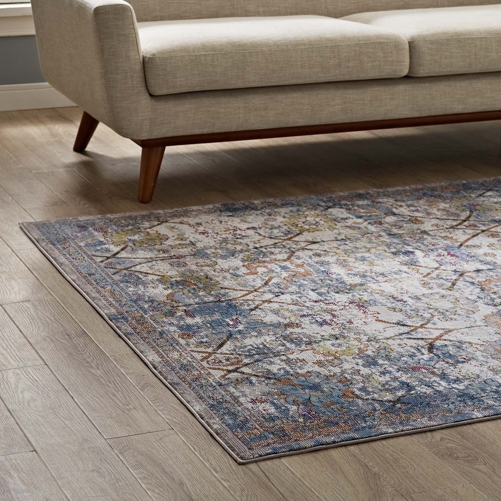 Minu Distressed Floral Lattice Area Rug by Modway