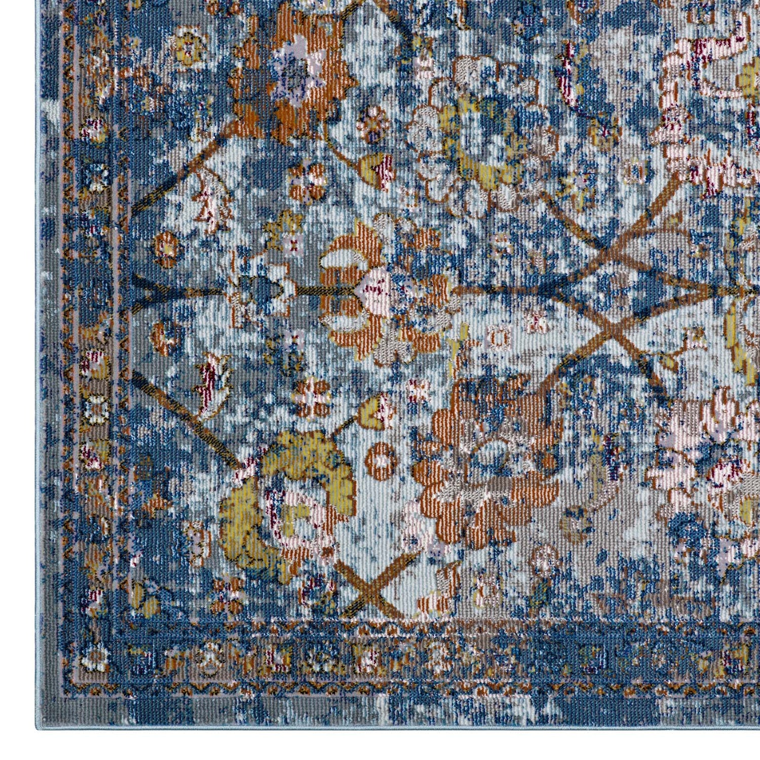 Minu Distressed Floral Lattice Area Rug by Modway