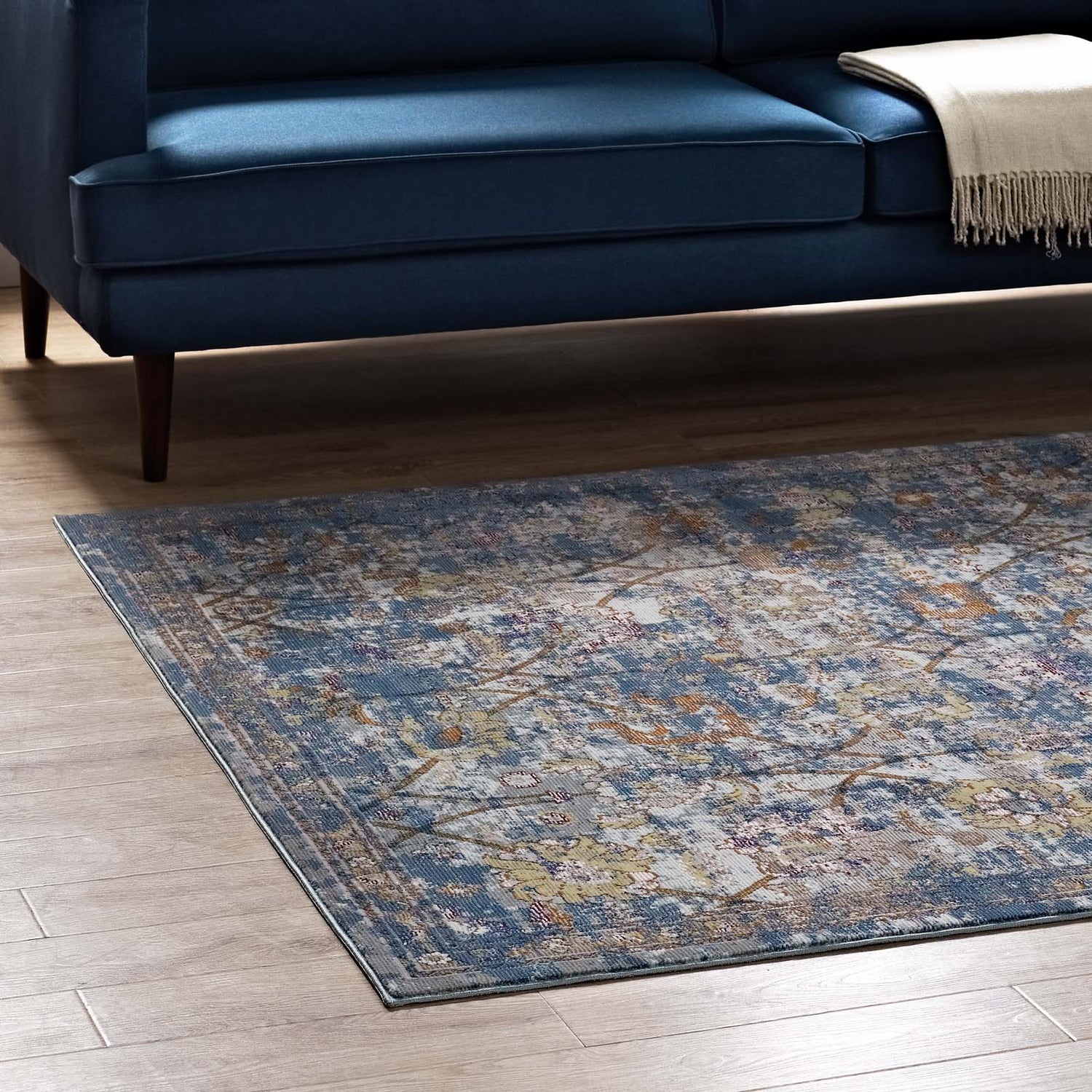 Minu Distressed Floral Lattice Area Rug by Modway