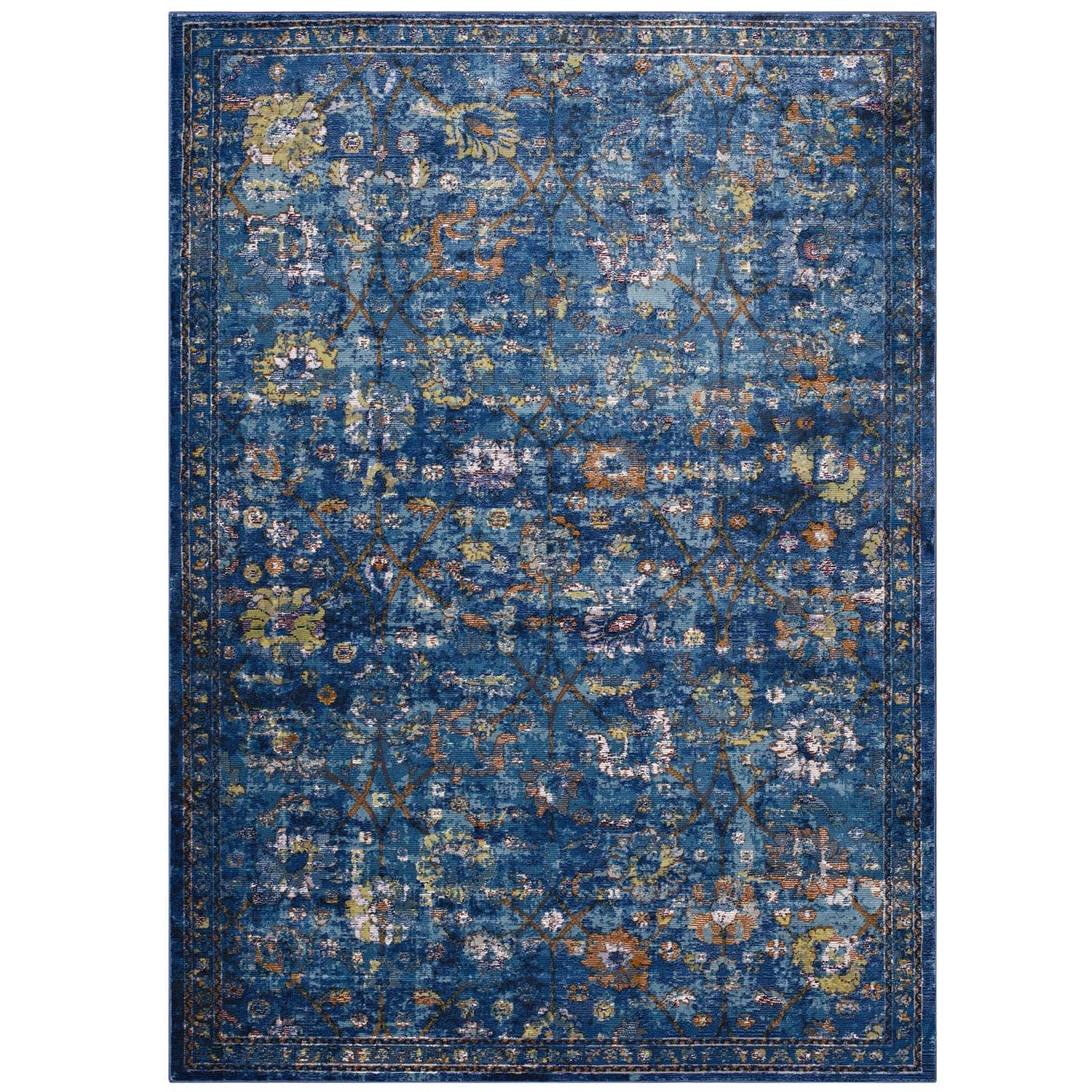 Minu Distressed Floral Lattice Area Rug by Modway