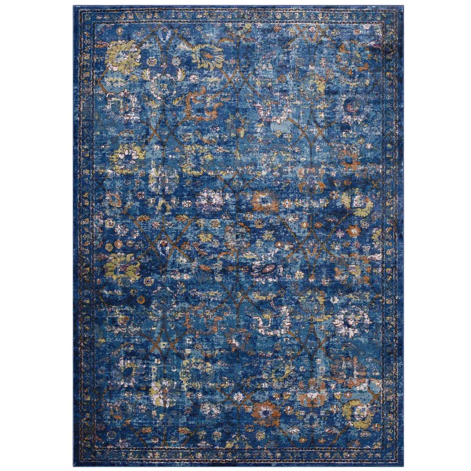 Minu Distressed Floral Lattice Area Rug by Modway