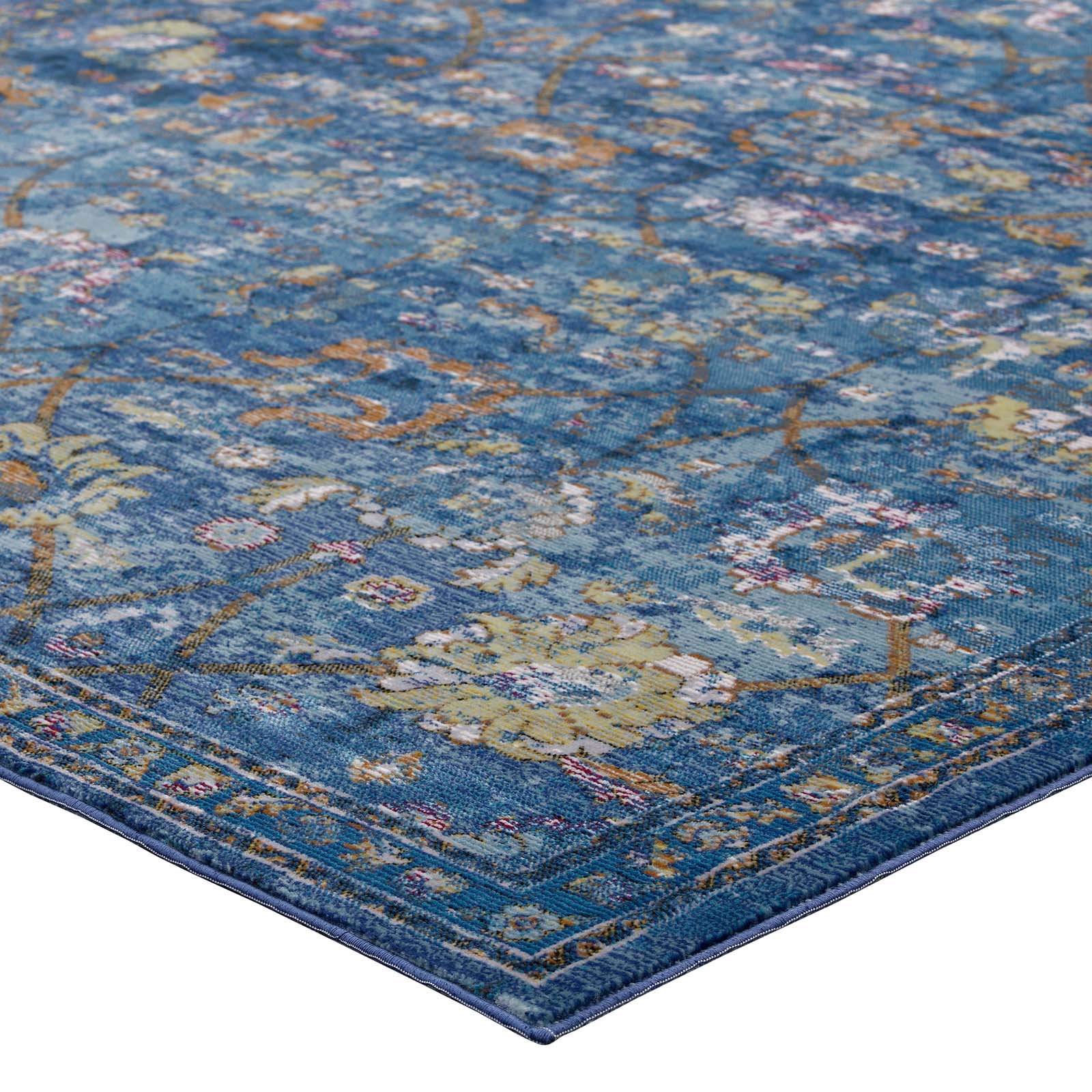 Minu Distressed Floral Lattice Area Rug by Modway