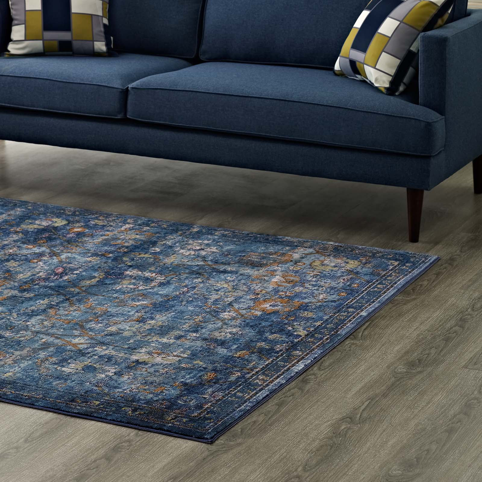 Minu Distressed Floral Lattice Area Rug by Modway