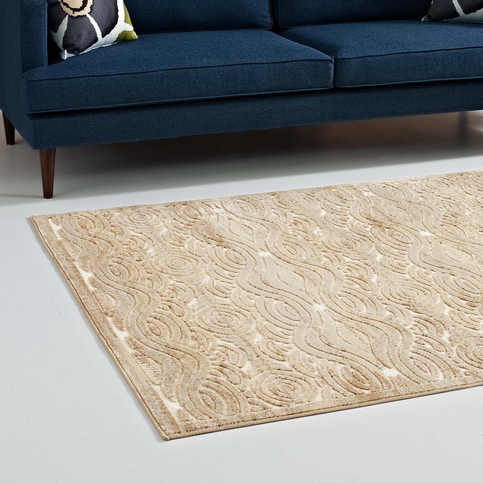 Kennocha Rustic Vintage Abstract Waves Area Rug by Modway