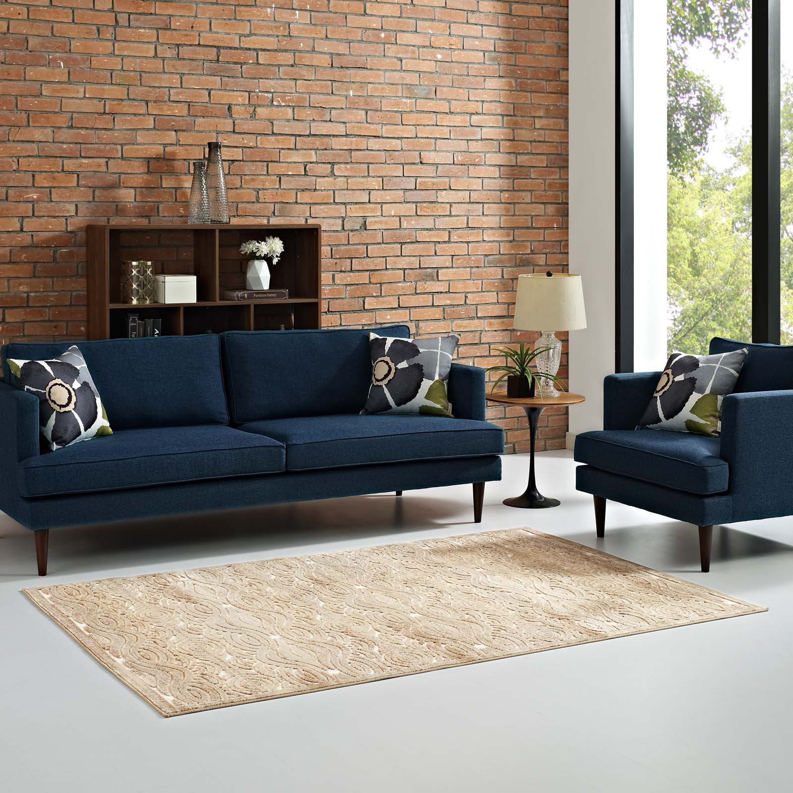 Kennocha Rustic Vintage Abstract Waves Area Rug by Modway