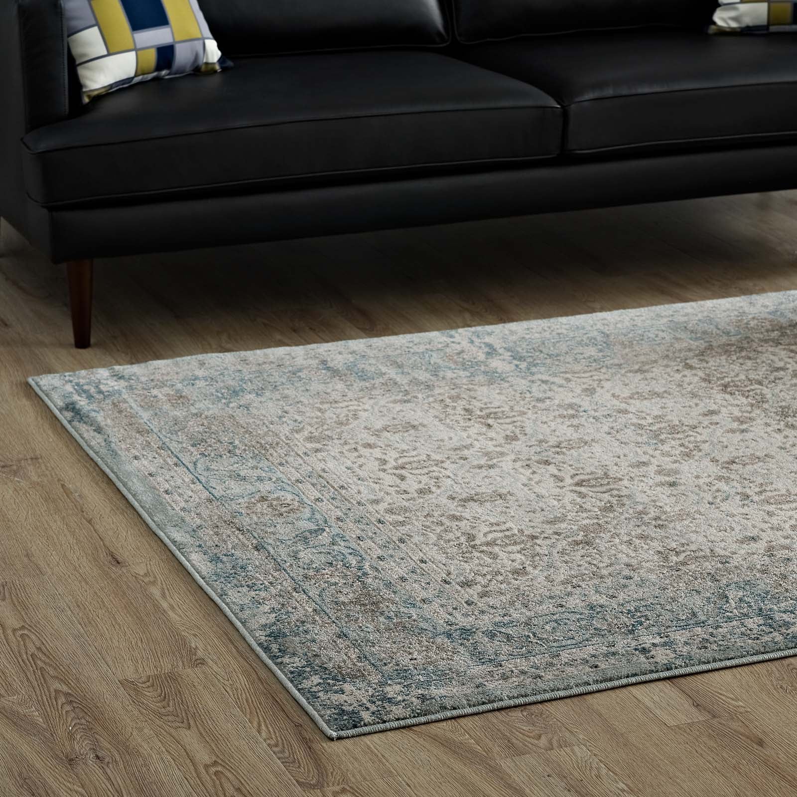 Dilys Distressed Vintage Floral Lattice Area Rug by Modway