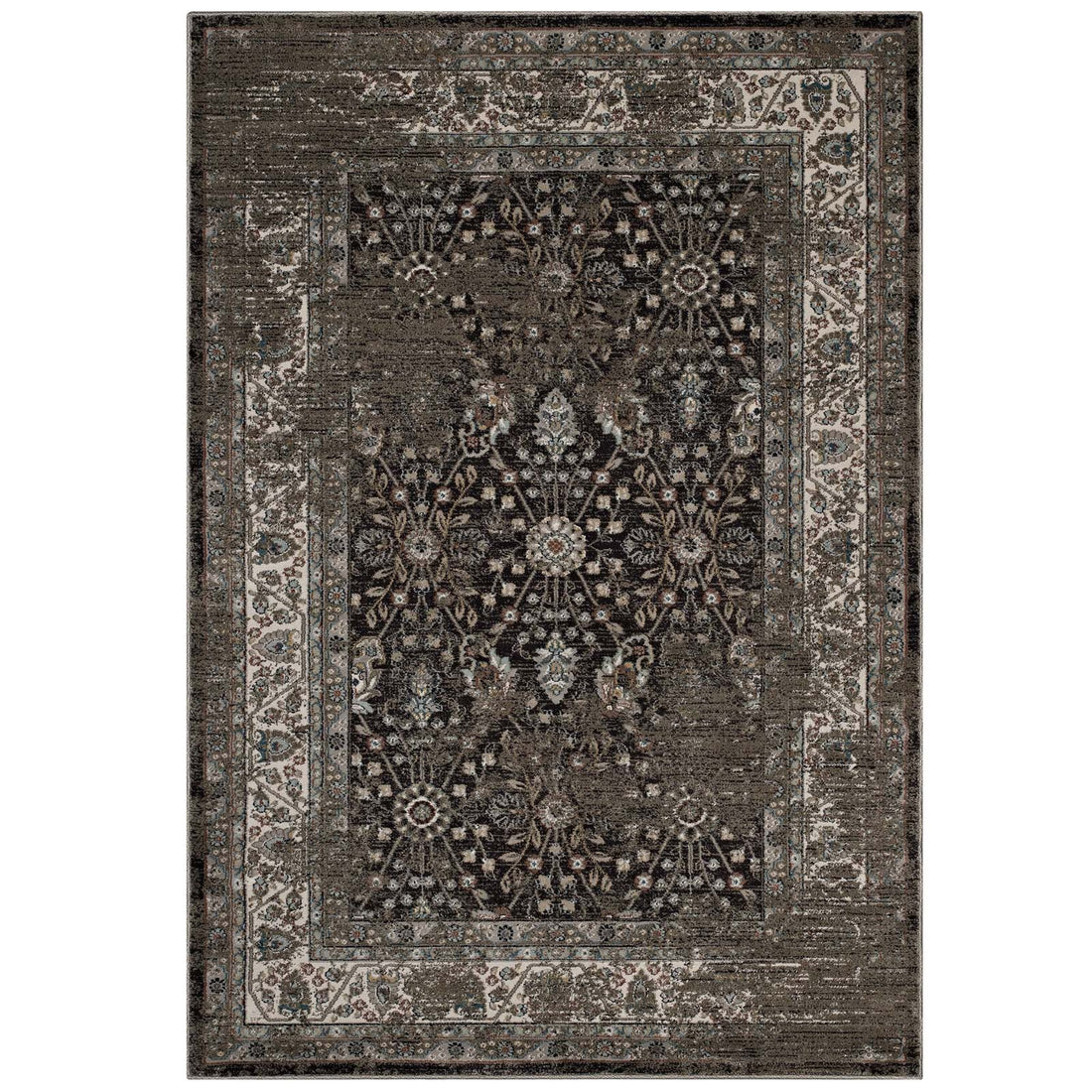 Berit Distressed Vintage Floral Lattice Area Rug by Modway