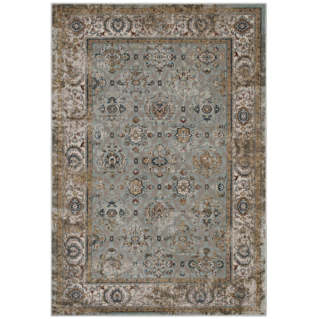 Hisa Distressed Vintage Floral Lattice Area Rug by Modway