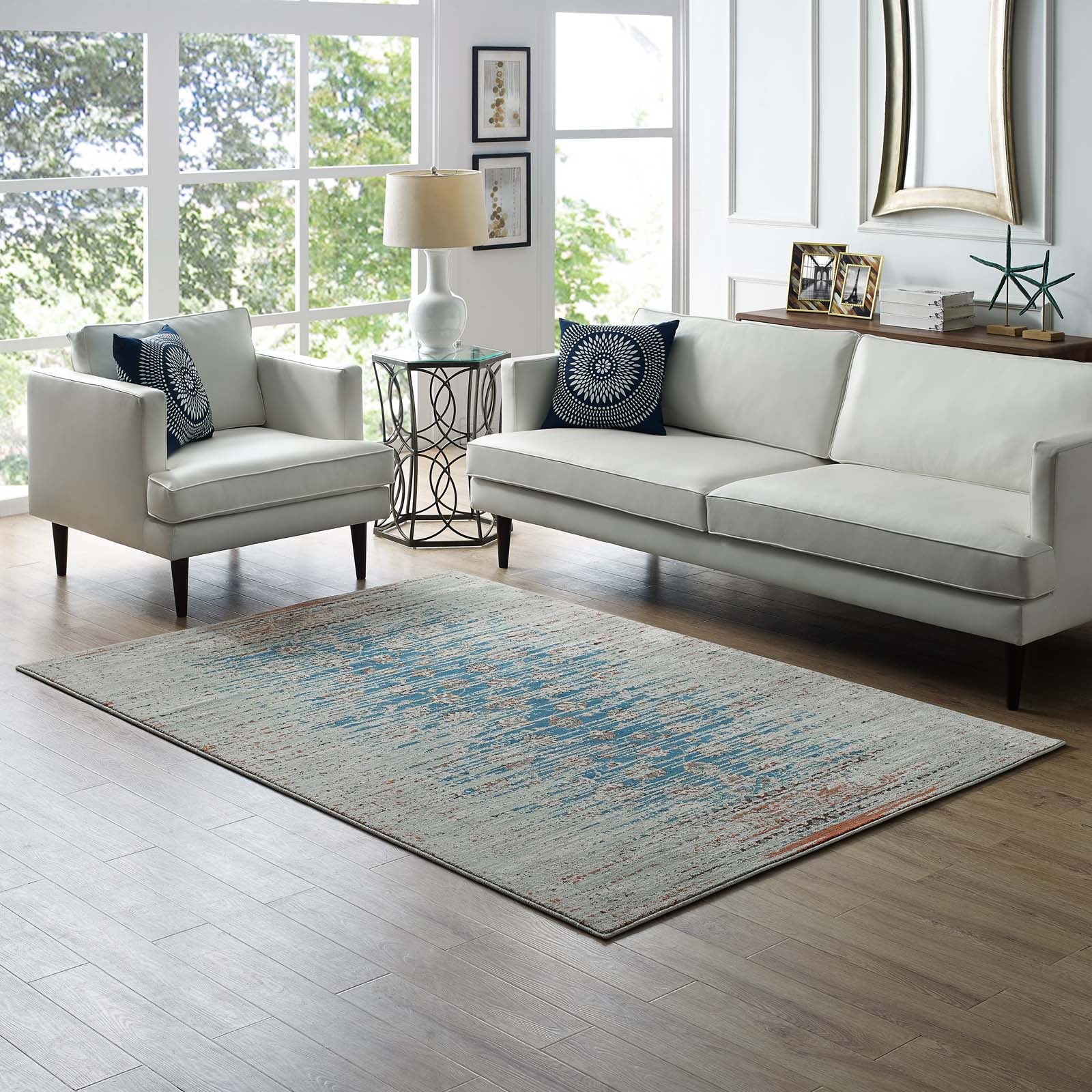 Hesper Distressed Contemporary Floral Lattice Area Rug by Modway