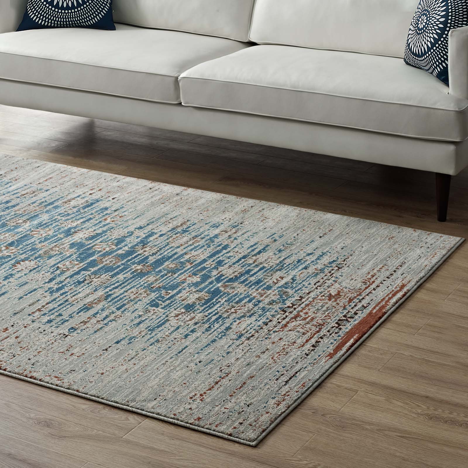 Hesper Distressed Contemporary Floral Lattice Area Rug by Modway