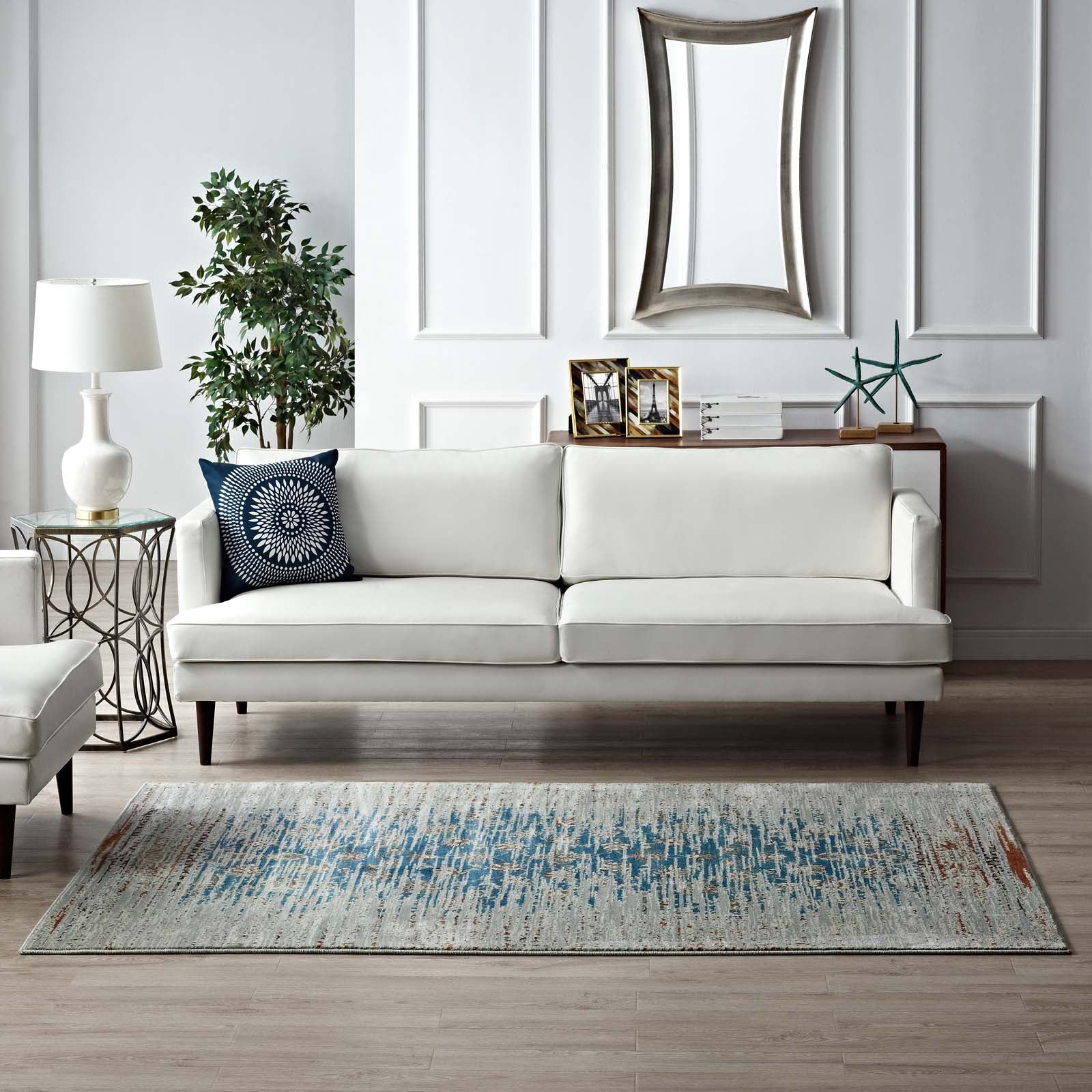 Hesper Distressed Contemporary Floral Lattice Area Rug by Modway