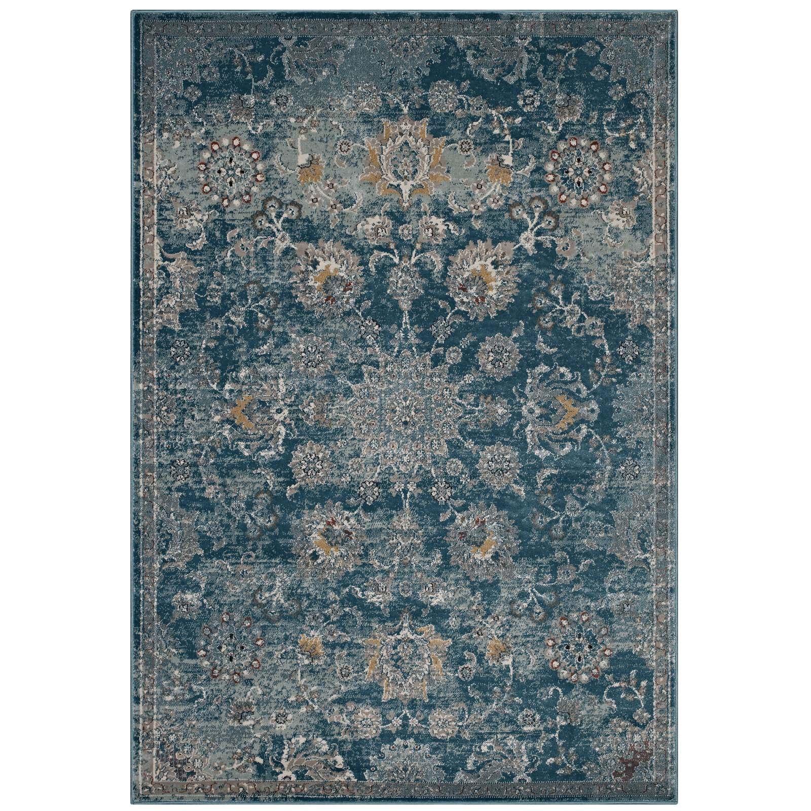Cynara Distressed Floral Vintage Medallion Area Rug by Modway