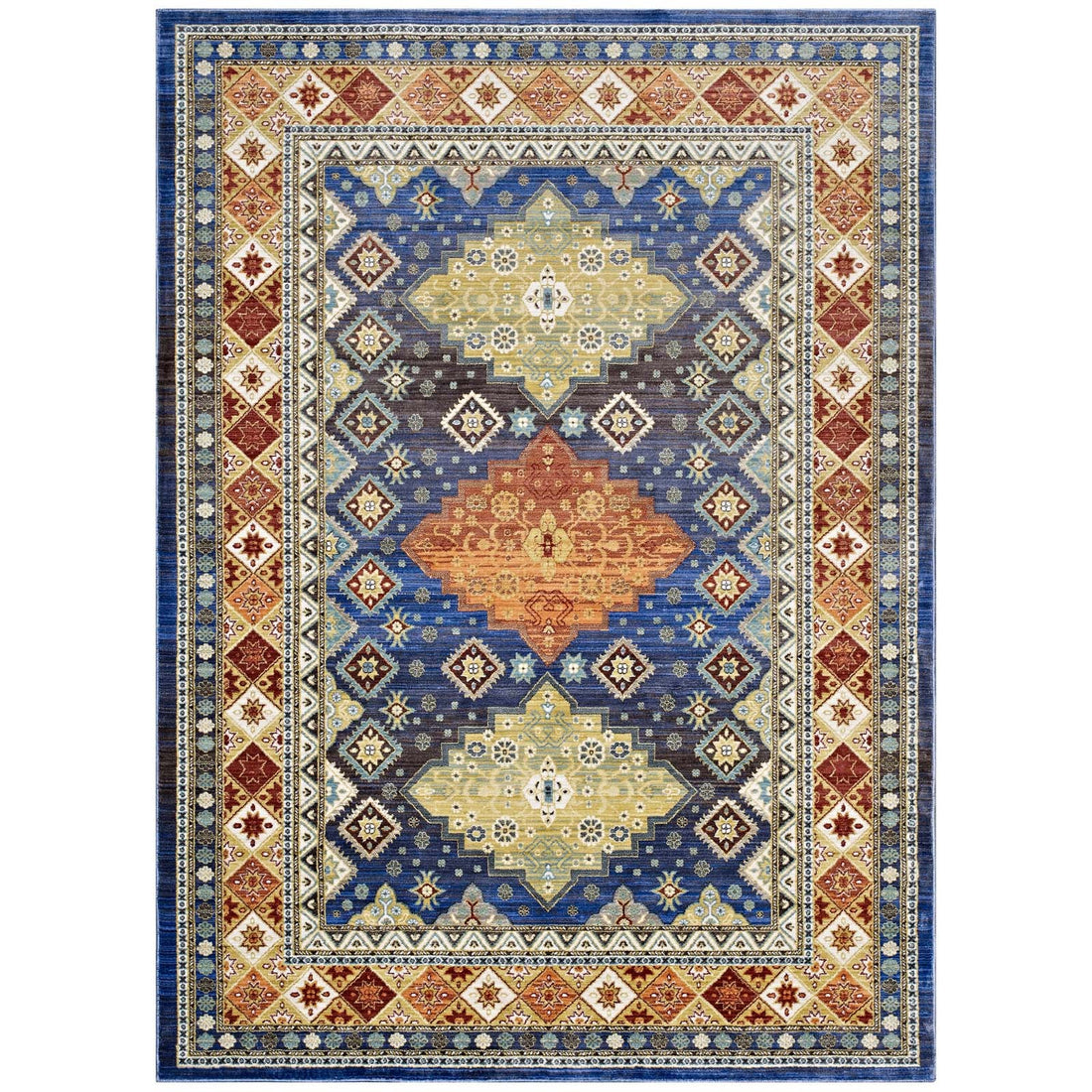 Atzi Distressed Southwestern Diamond Floral Area Rug by Modway