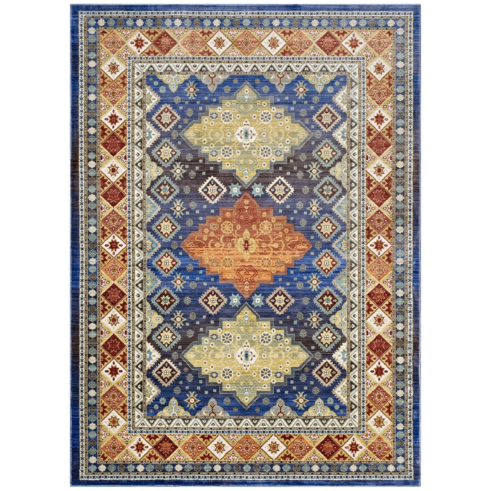 Atzi Distressed Southwestern Diamond Floral Area Rug by Modway