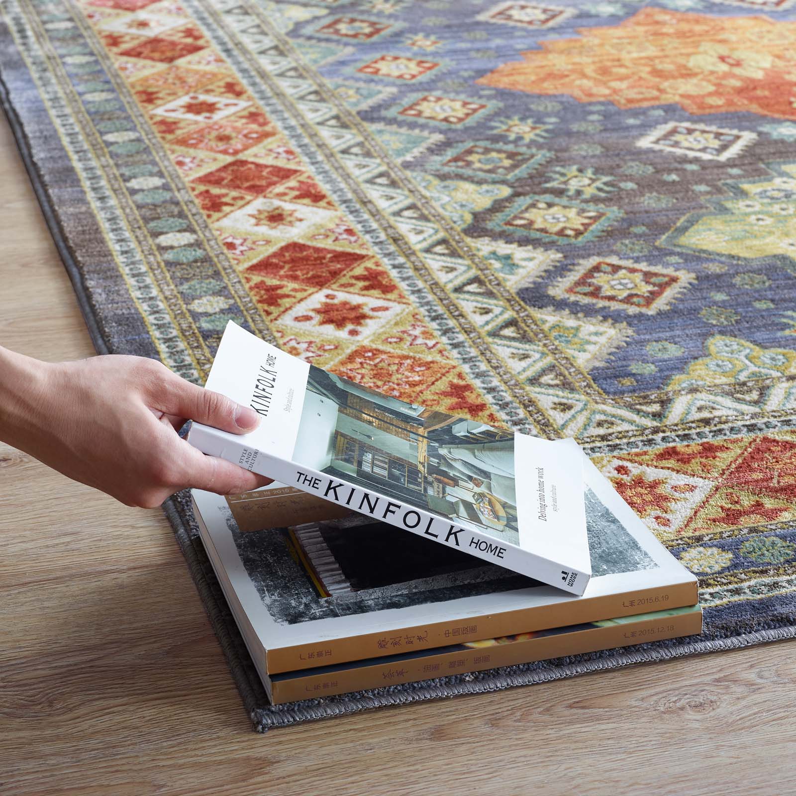 Atzi Distressed Southwestern Diamond Floral Area Rug by Modway
