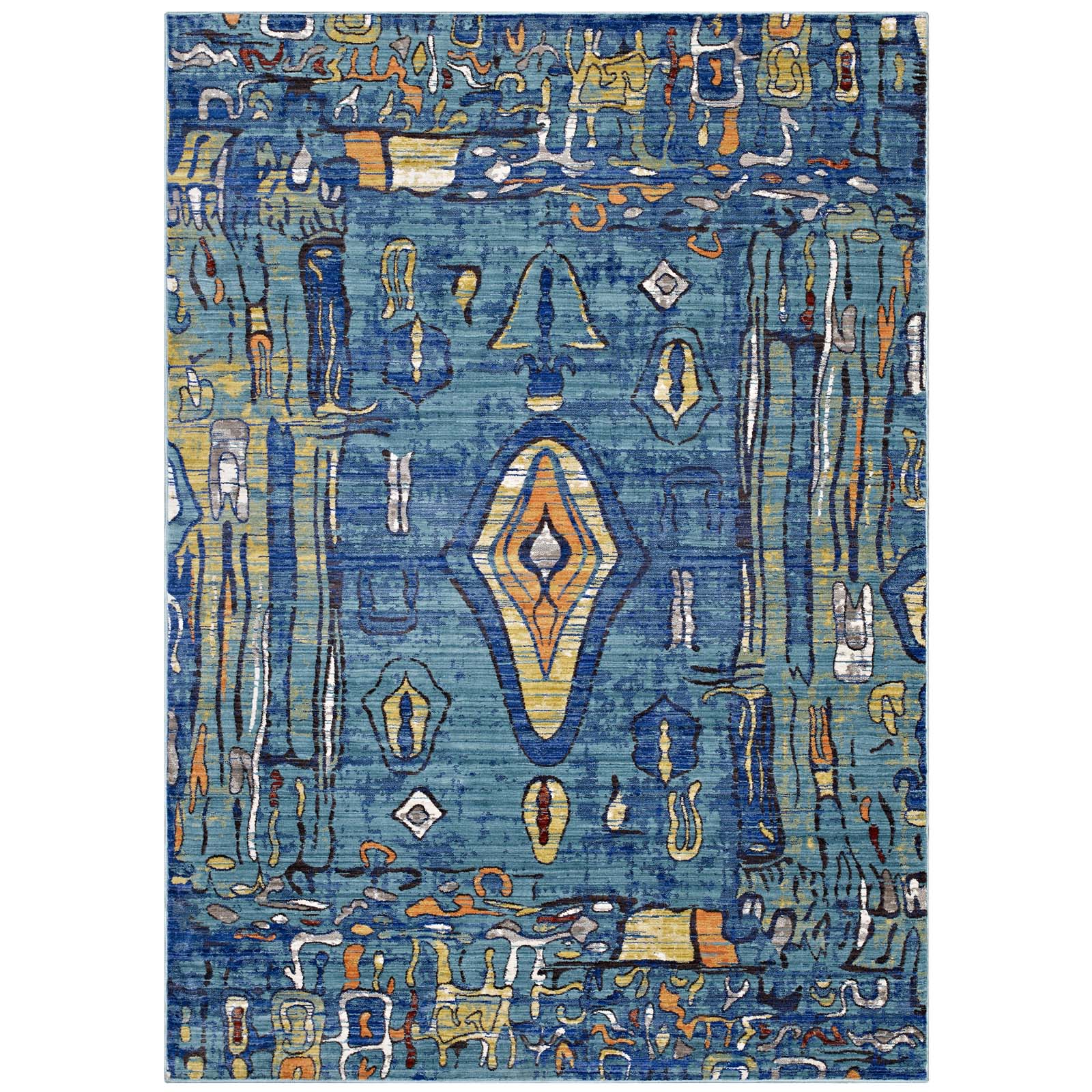 Yaretzi Distressed Southwestern Aztec Area Rug by Modway