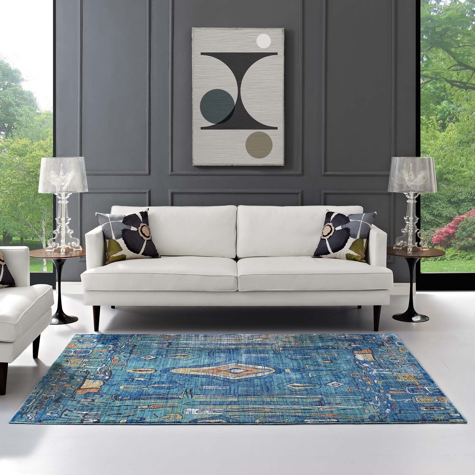 Yaretzi Distressed Southwestern Aztec Area Rug by Modway
