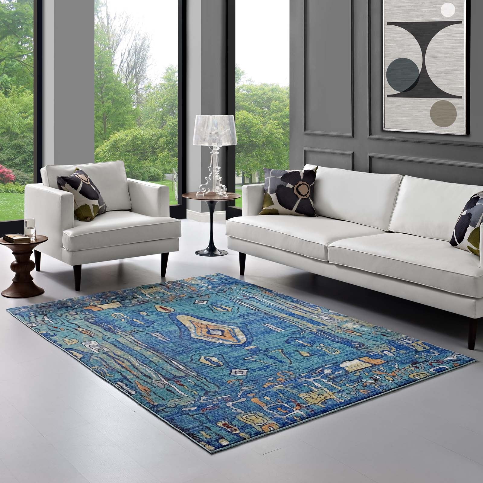 Yaretzi Distressed Southwestern Aztec Area Rug by Modway