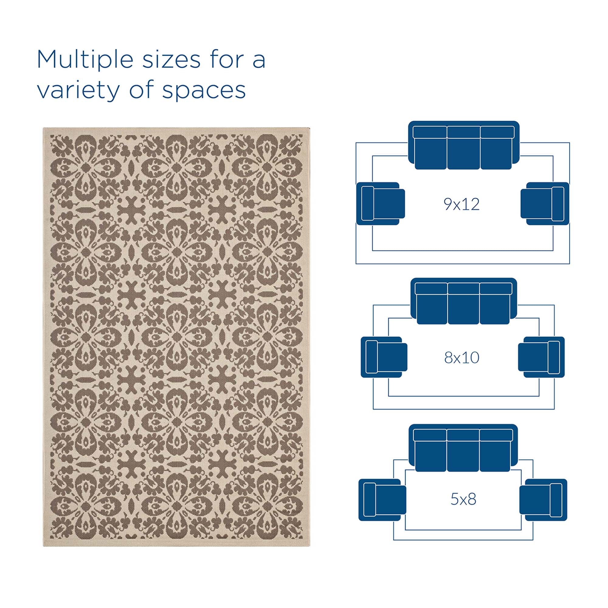 Ariana Vintage Floral Trellis Indoor and Outdoor Area Rug by Modway