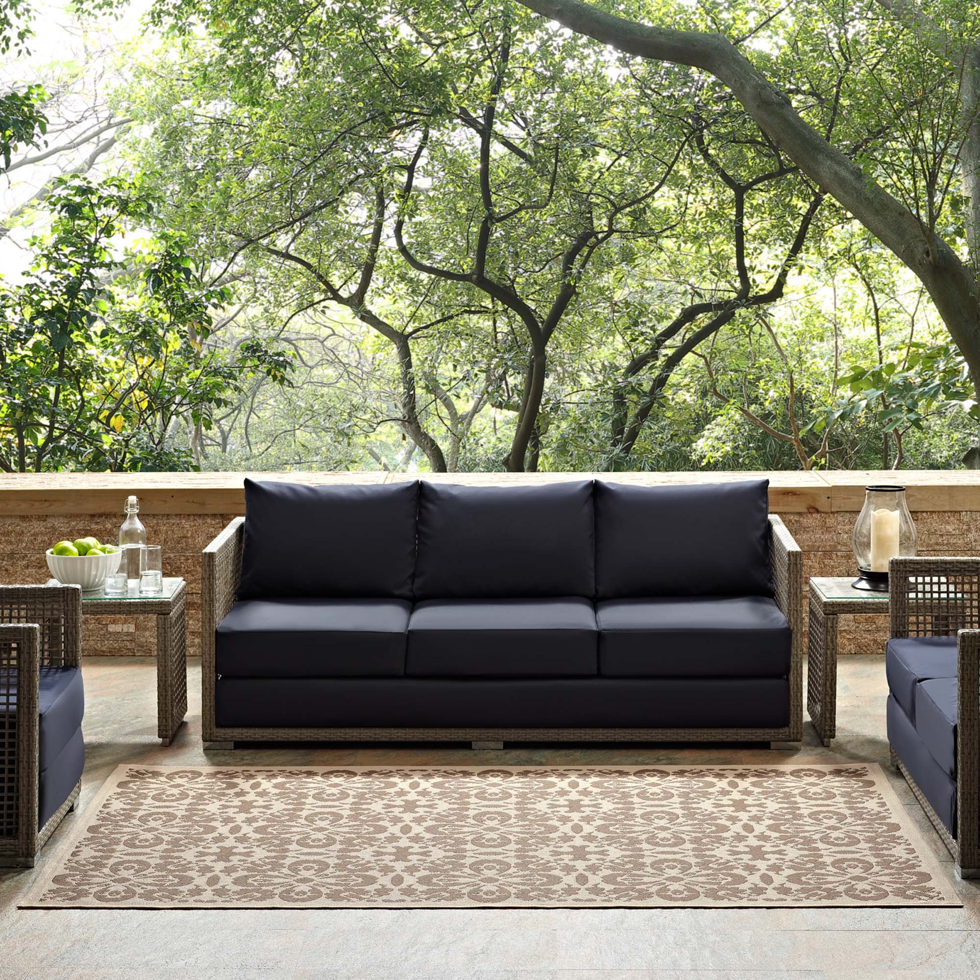 Ariana Vintage Floral Trellis Indoor and Outdoor Area Rug by Modway
