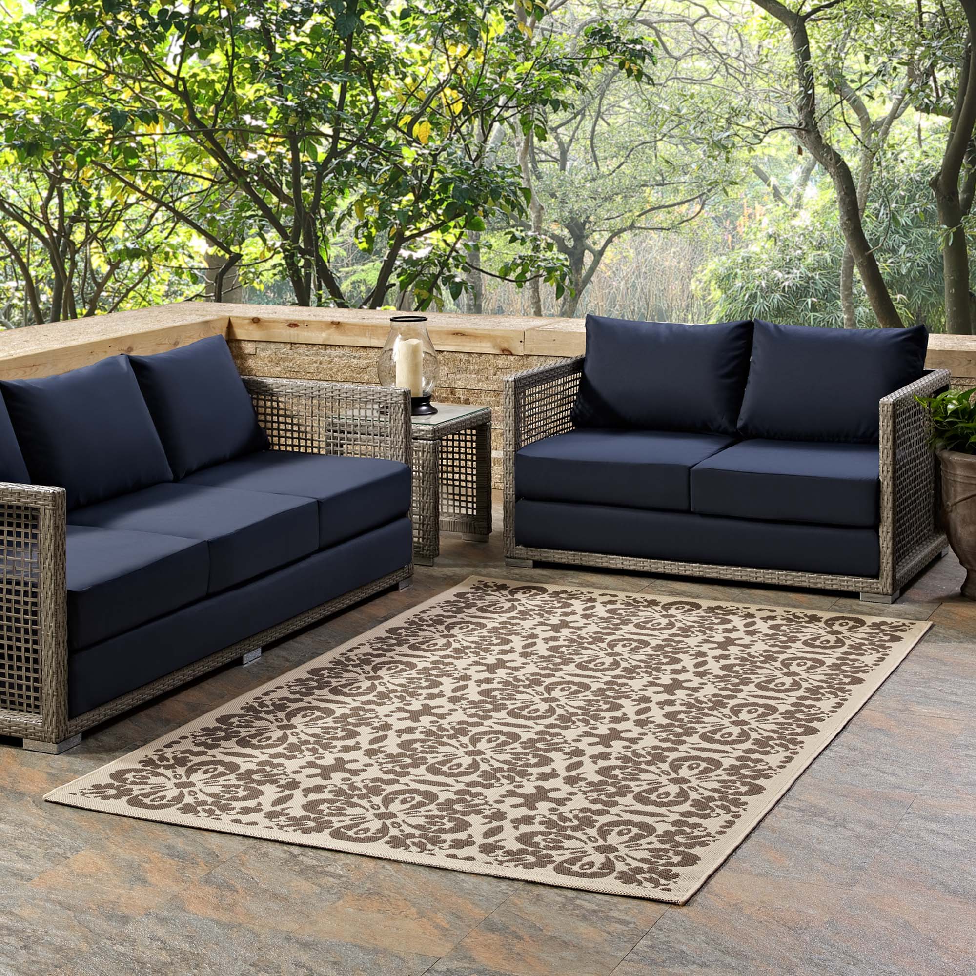 Ariana Vintage Floral Trellis Indoor and Outdoor Area Rug by Modway