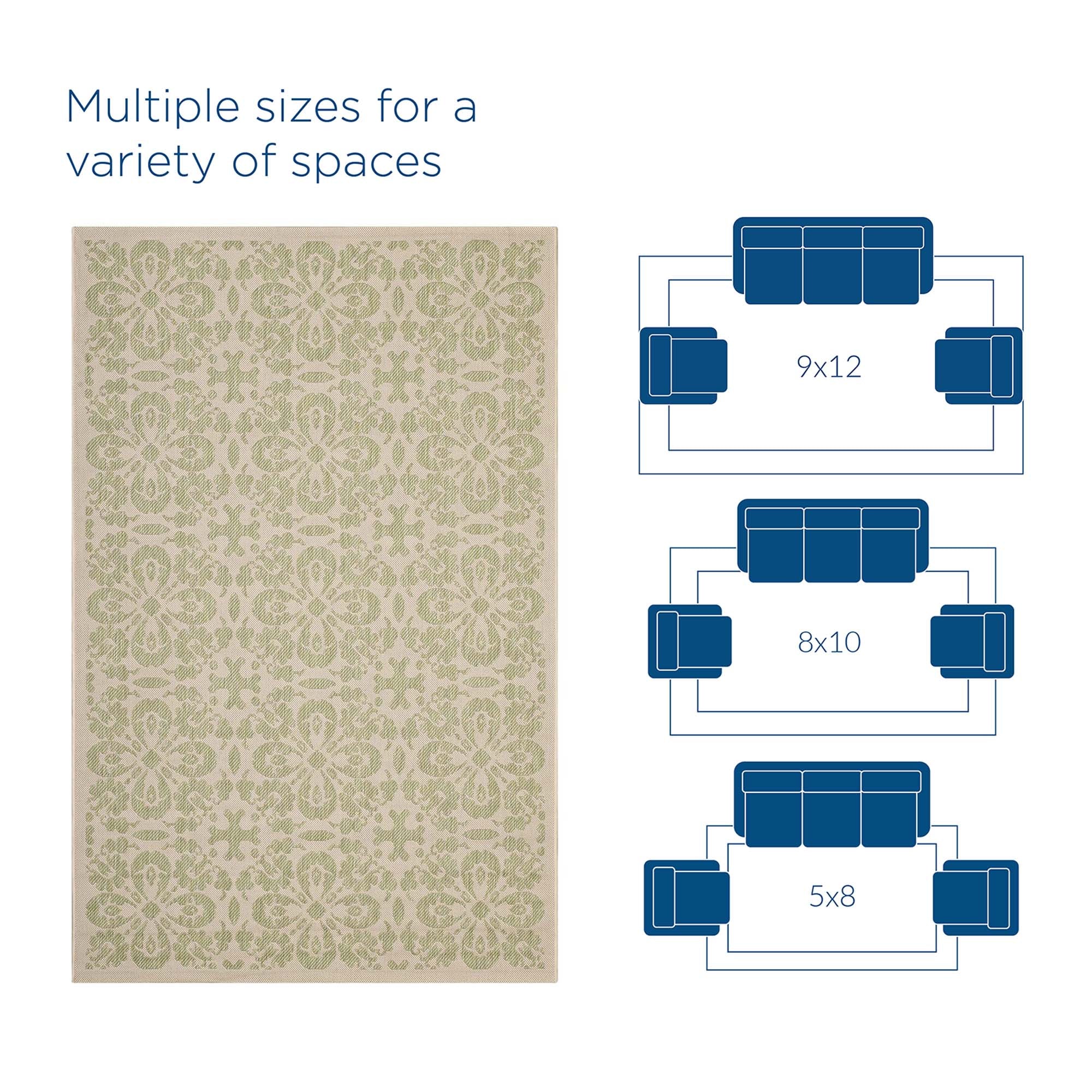 Ariana Vintage Floral Trellis Indoor and Outdoor Area Rug by Modway