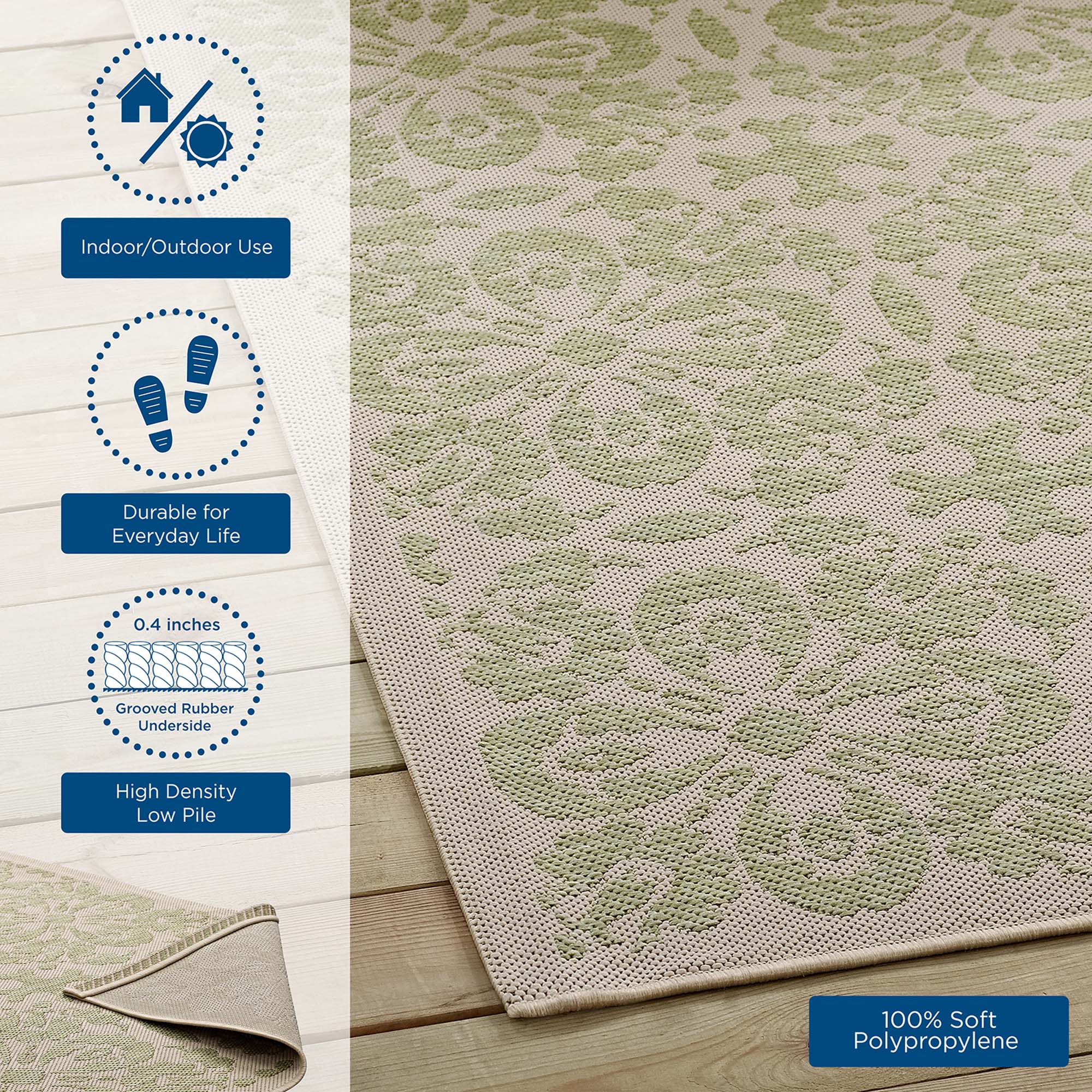 Ariana Vintage Floral Trellis Indoor and Outdoor Area Rug by Modway