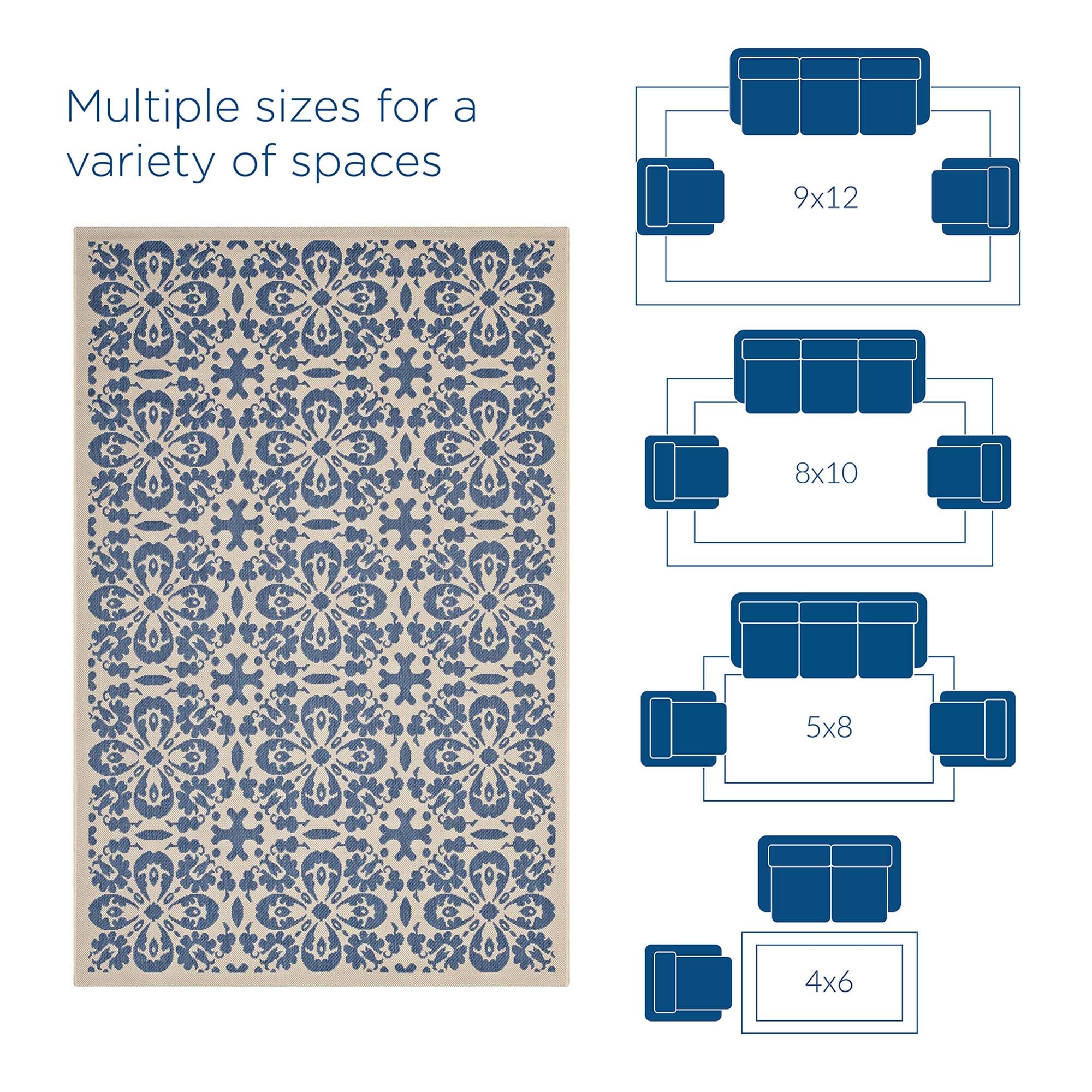 Ariana Vintage Floral Trellis Indoor and Outdoor Area Rug by Modway