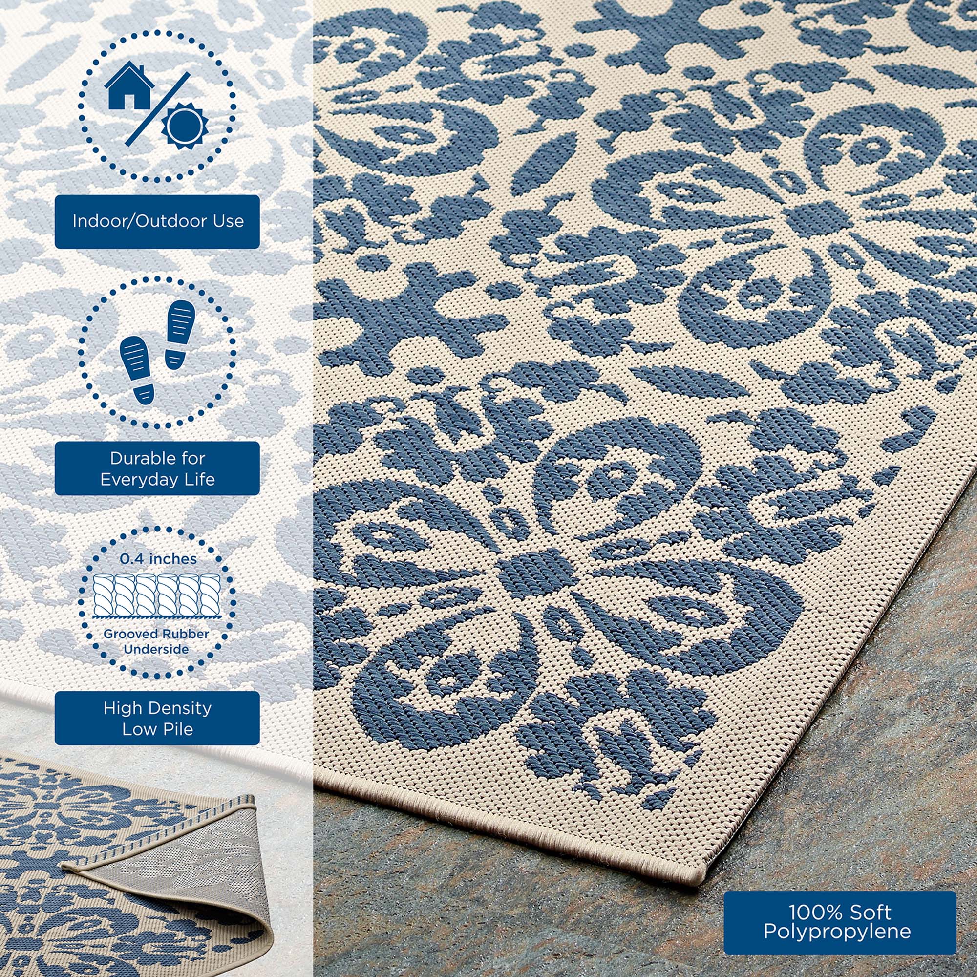 Ariana Vintage Floral Trellis Indoor and Outdoor Area Rug by Modway