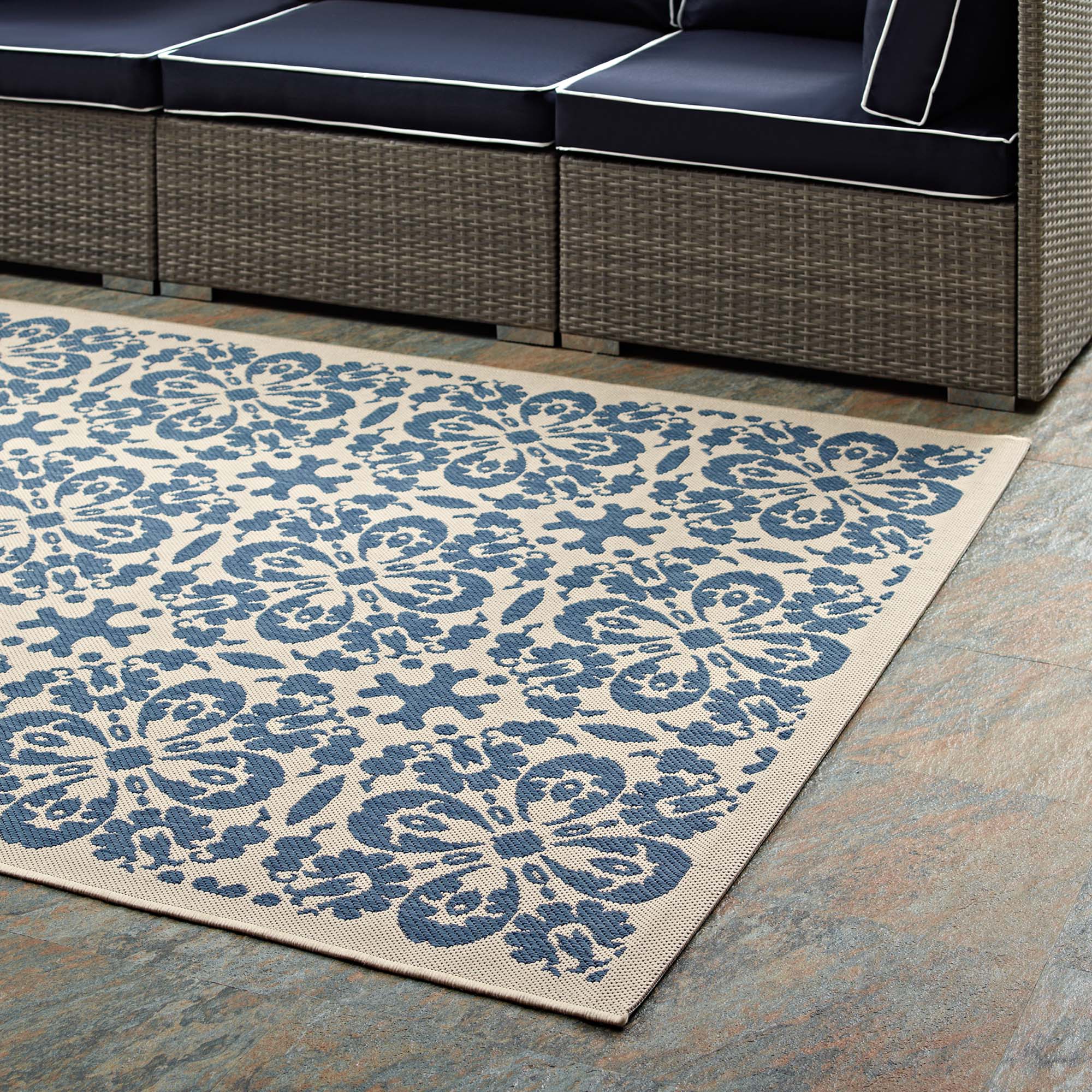 Ariana Vintage Floral Trellis Indoor and Outdoor Area Rug by Modway