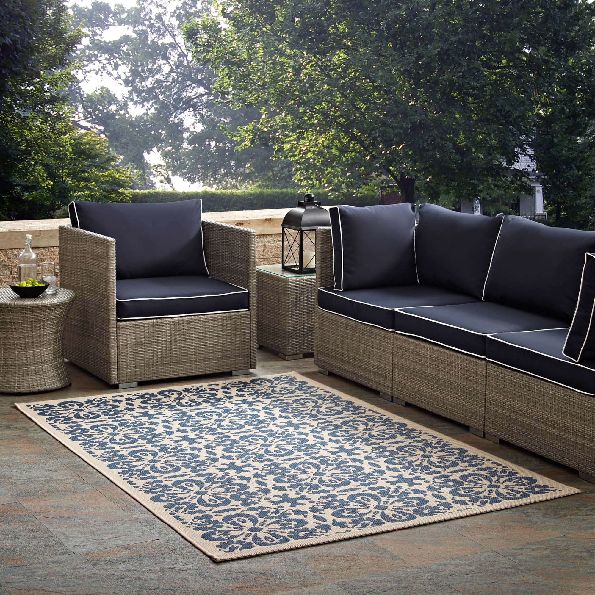 Ariana Vintage Floral Trellis Indoor and Outdoor Area Rug by Modway