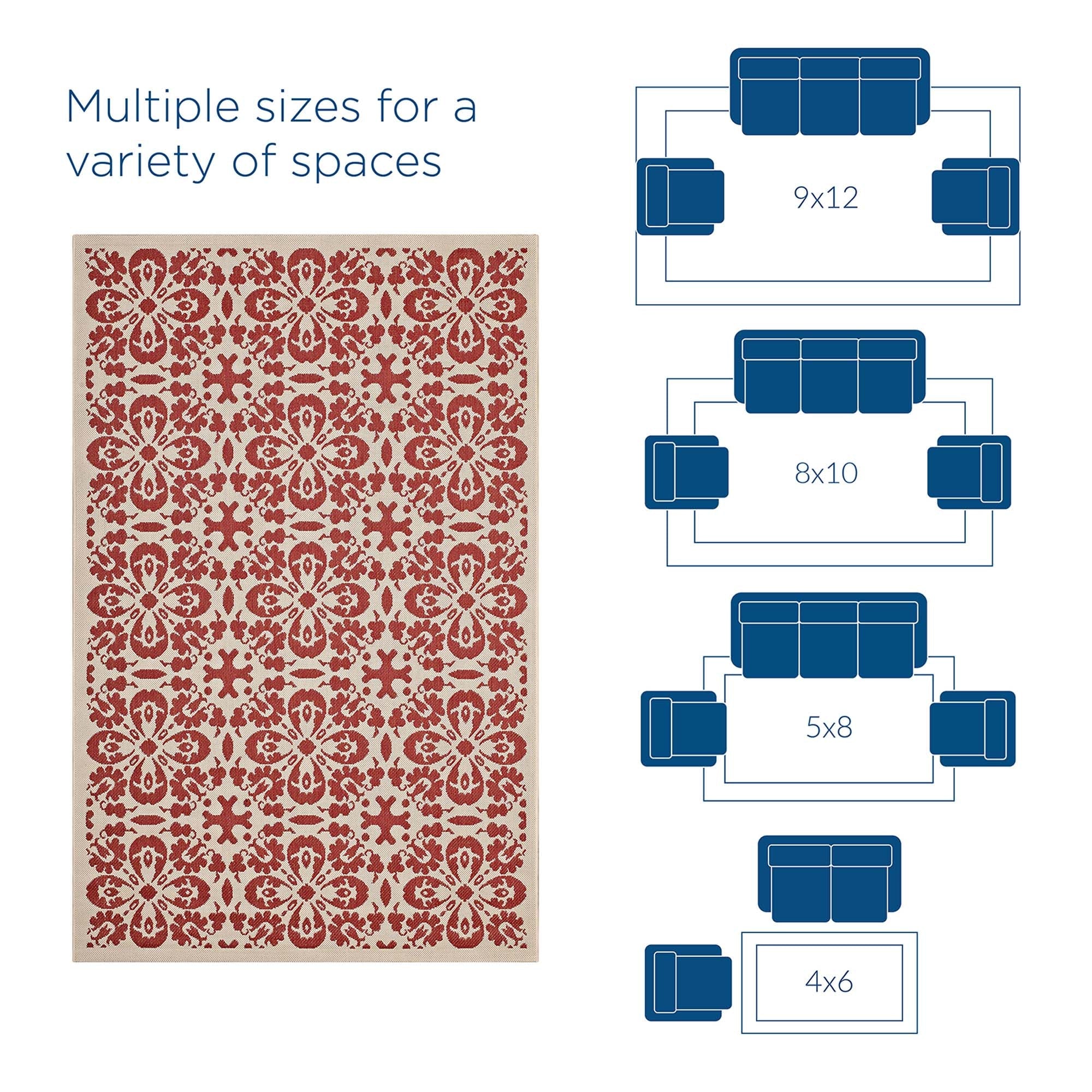 Ariana Vintage Floral Trellis Indoor and Outdoor Area Rug by Modway