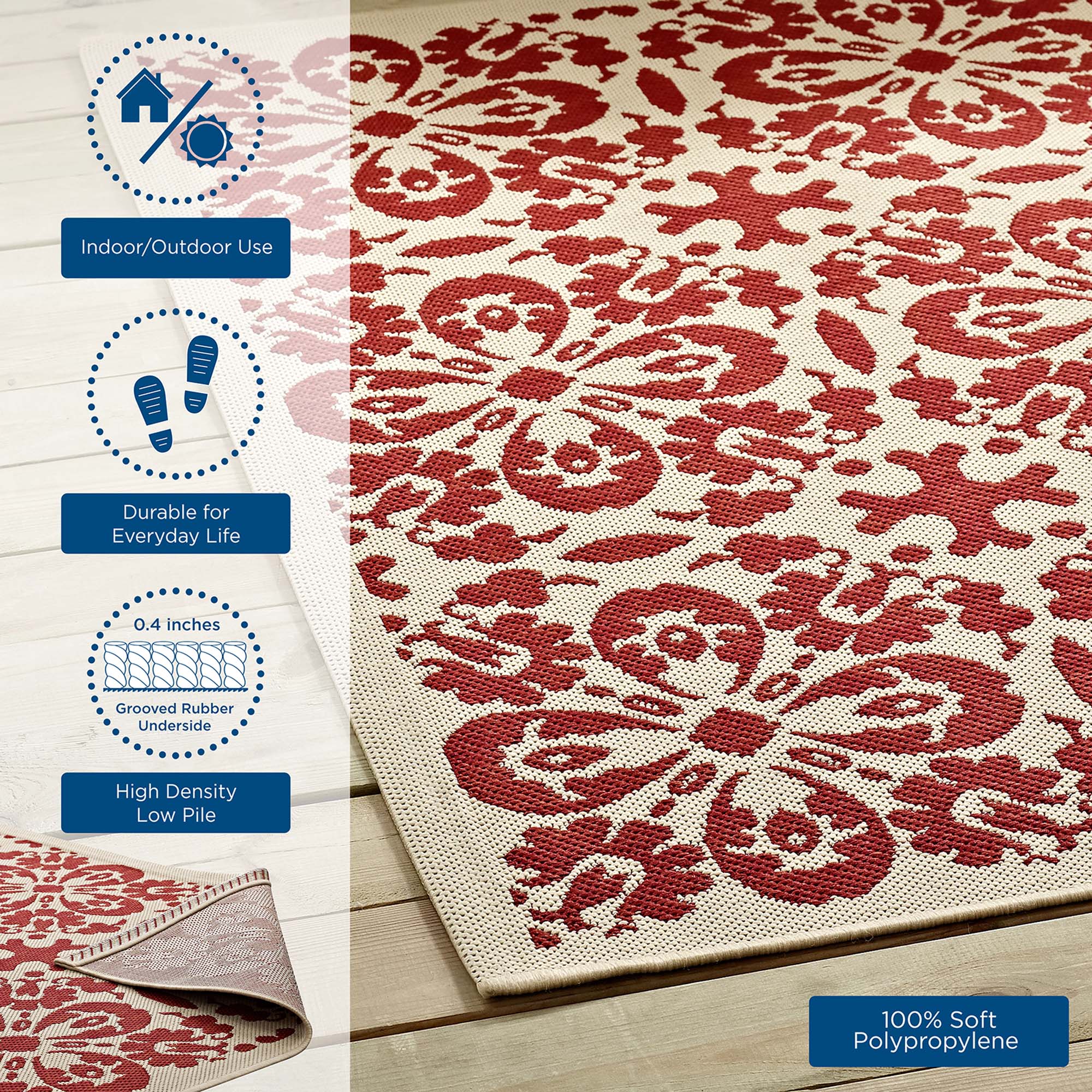 Ariana Vintage Floral Trellis Indoor and Outdoor Area Rug by Modway