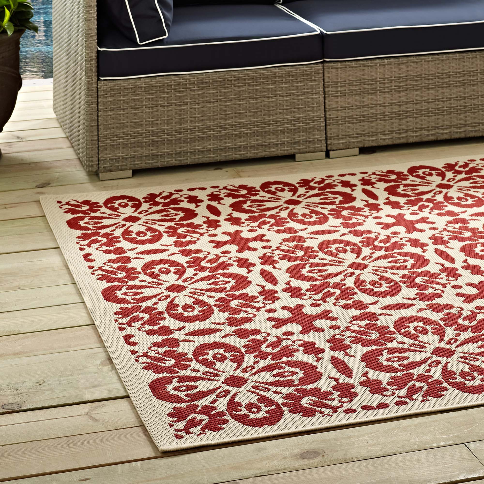 Ariana Vintage Floral Trellis Indoor and Outdoor Area Rug by Modway