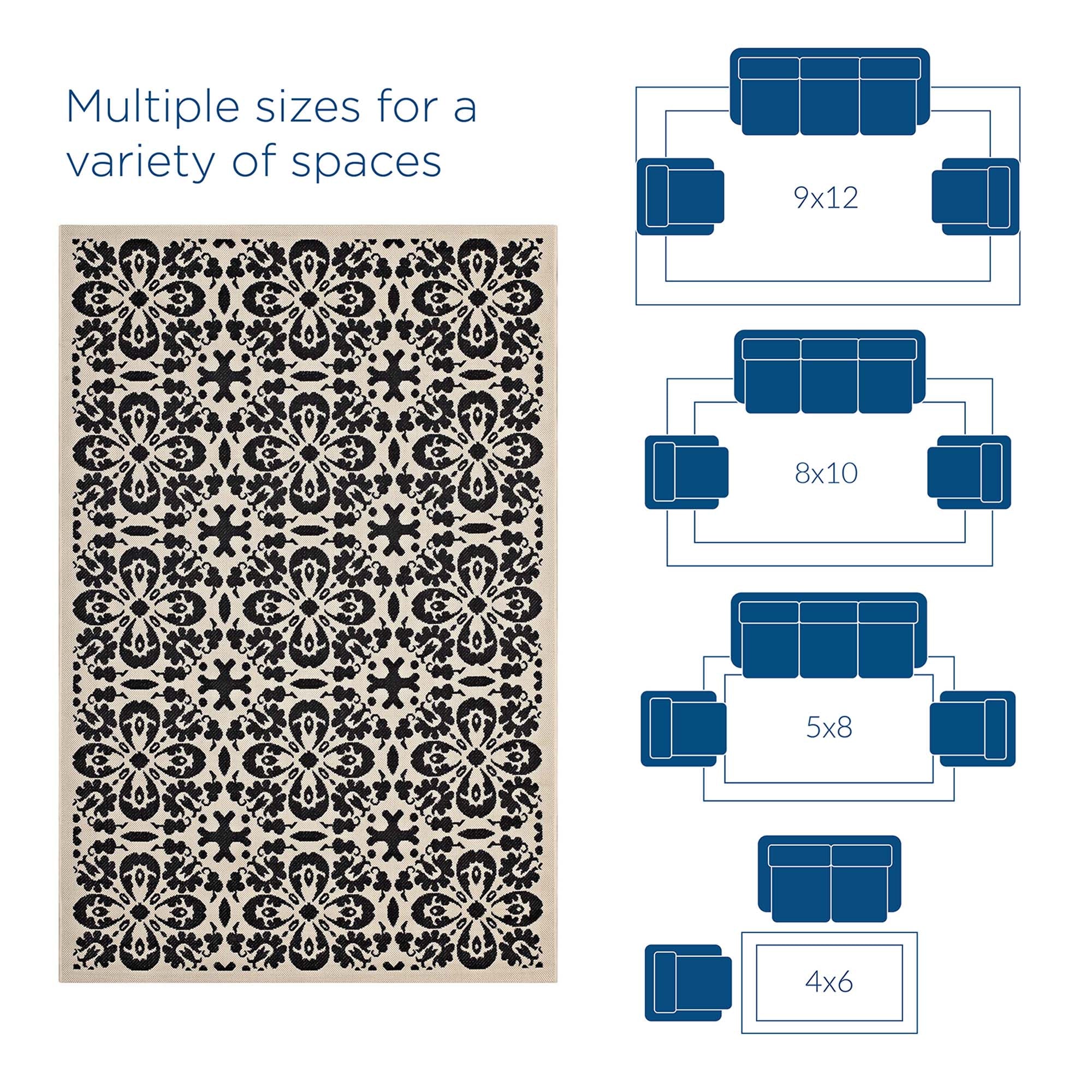 Ariana Vintage Floral Trellis Indoor and Outdoor Area Rug by Modway
