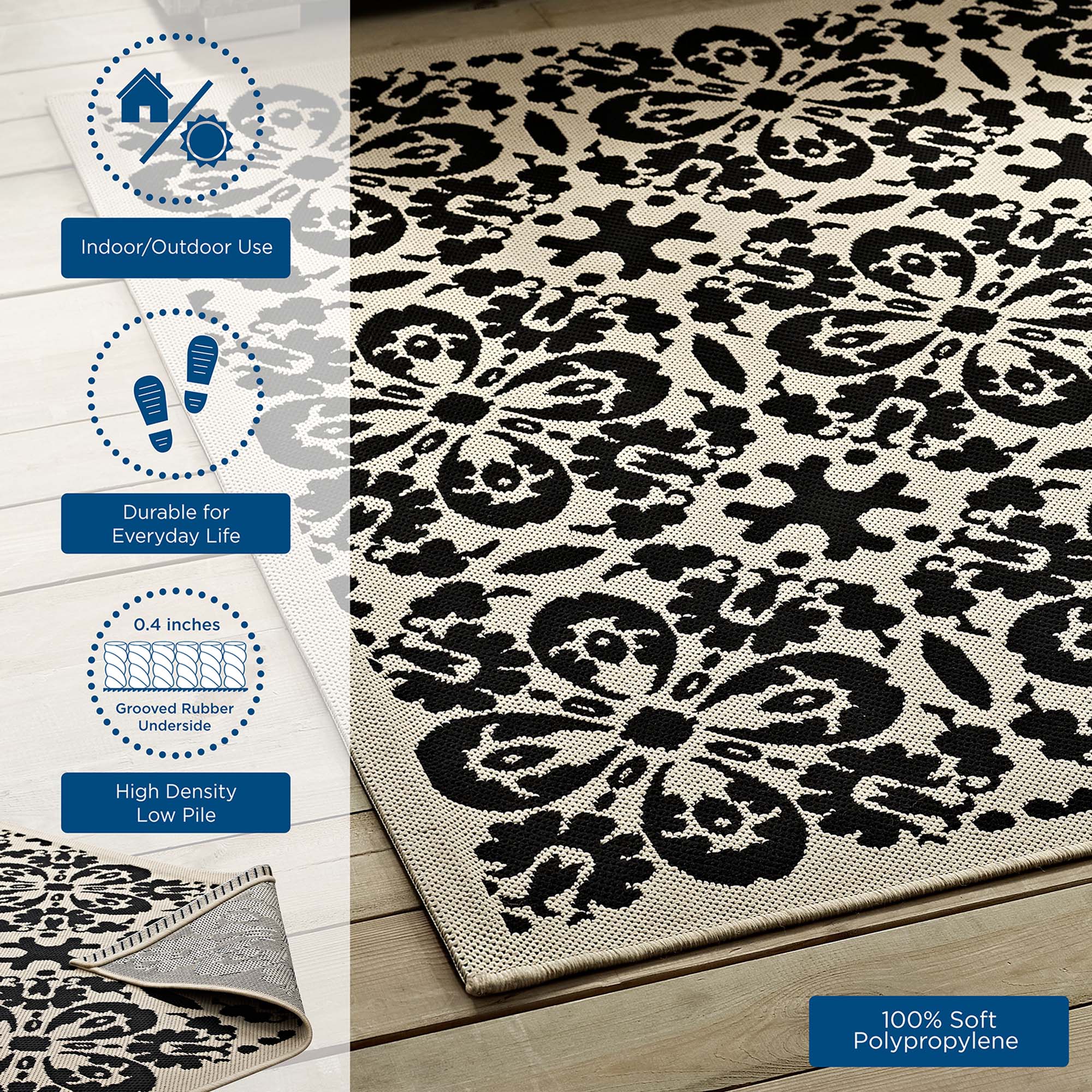 Ariana Vintage Floral Trellis Indoor and Outdoor Area Rug by Modway
