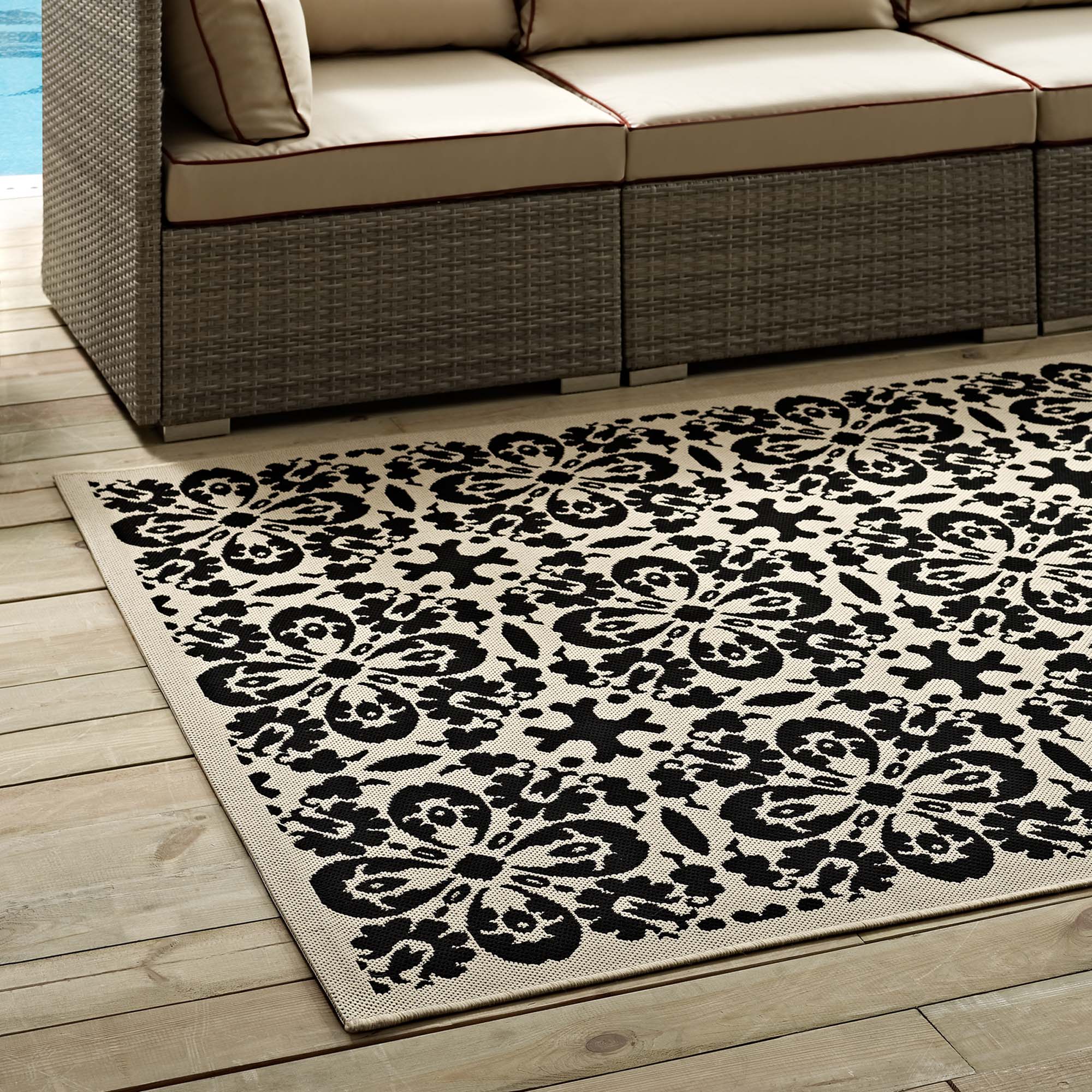 Ariana Vintage Floral Trellis Indoor and Outdoor Area Rug by Modway