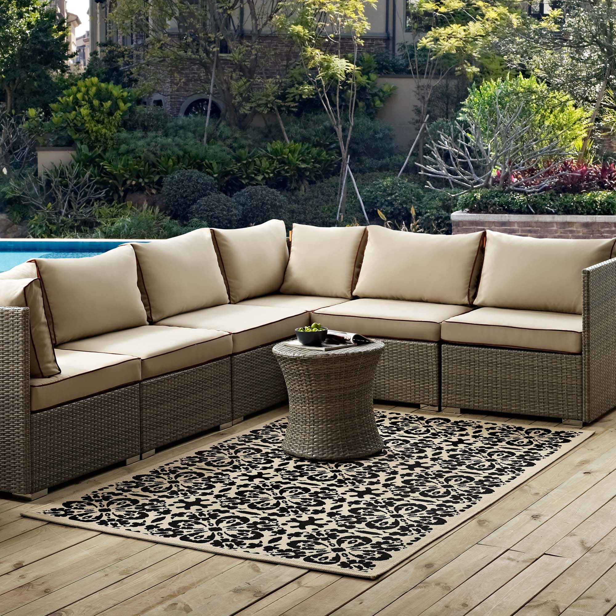 Ariana Vintage Floral Trellis Indoor and Outdoor Area Rug by Modway