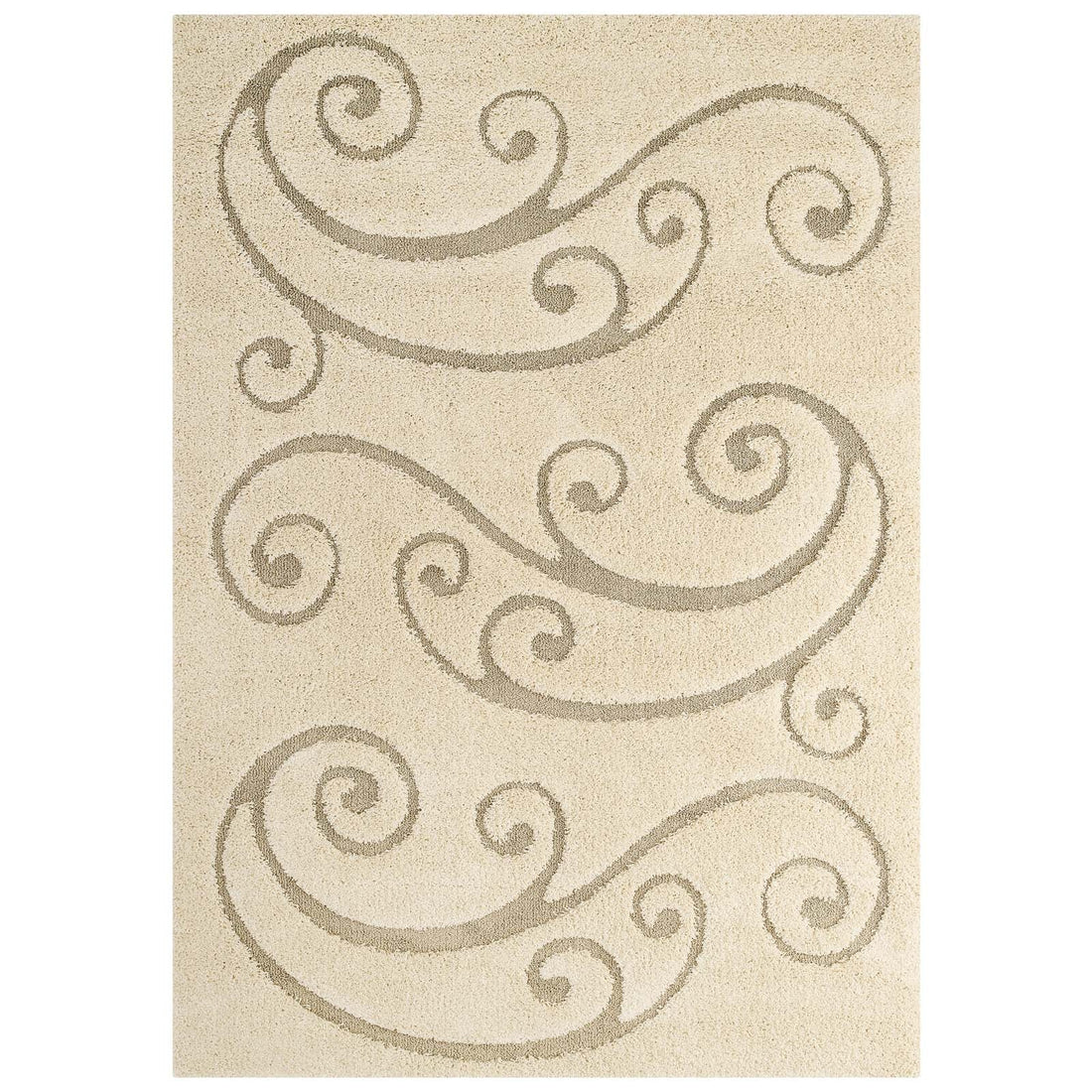 Jubilant Sprout Scrolling Vine Shag Area Rug by Modway