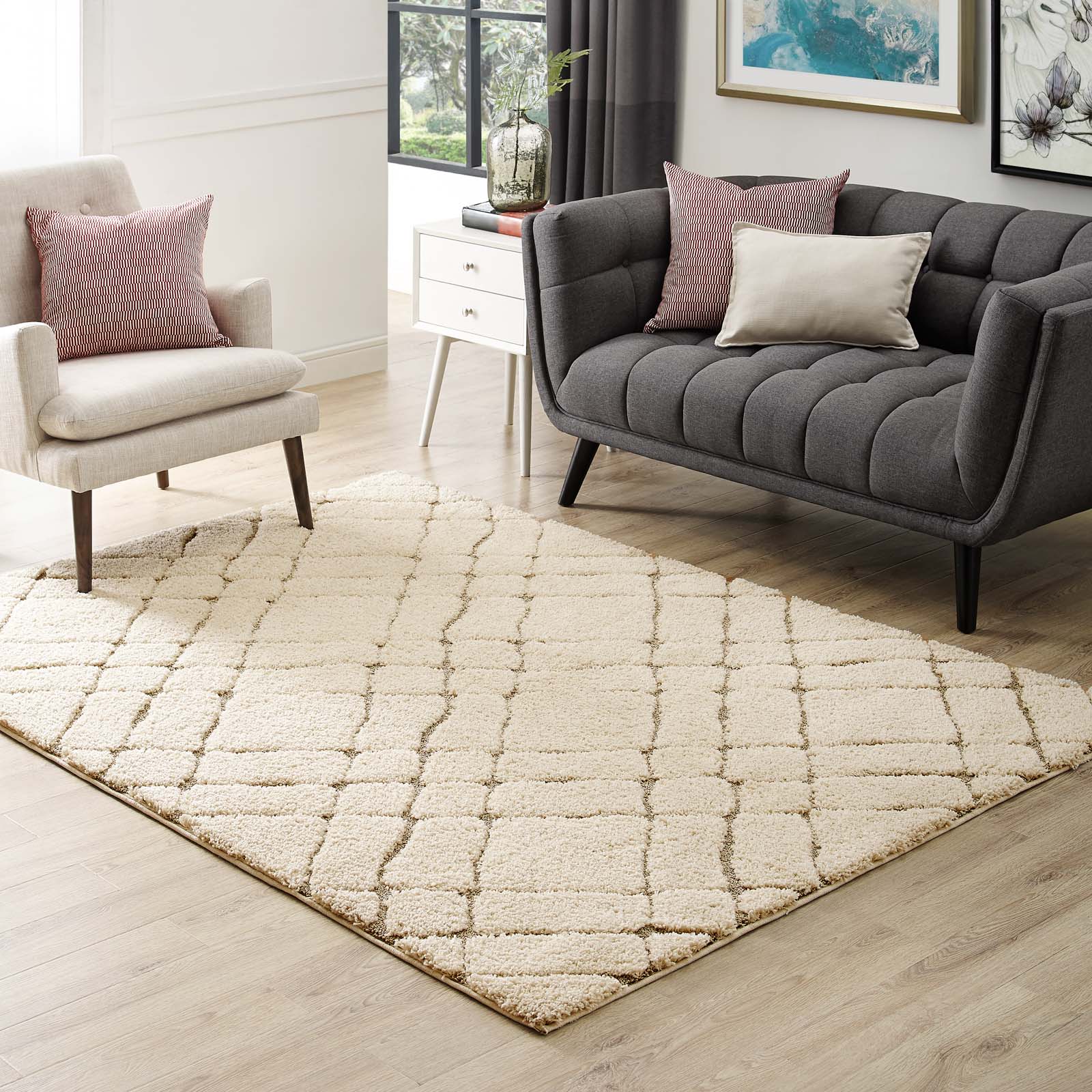 Jubilant Verona Abstract Geometric Shag Area Rug by Modway