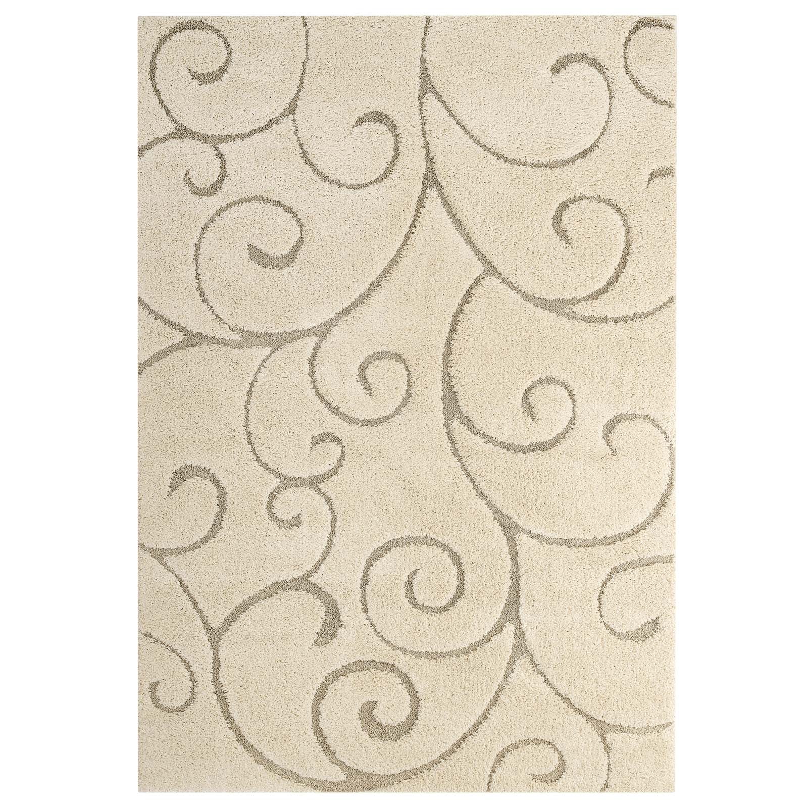 Jubilant Burgeon Scrolling Vine Shag Area Rug by Modway