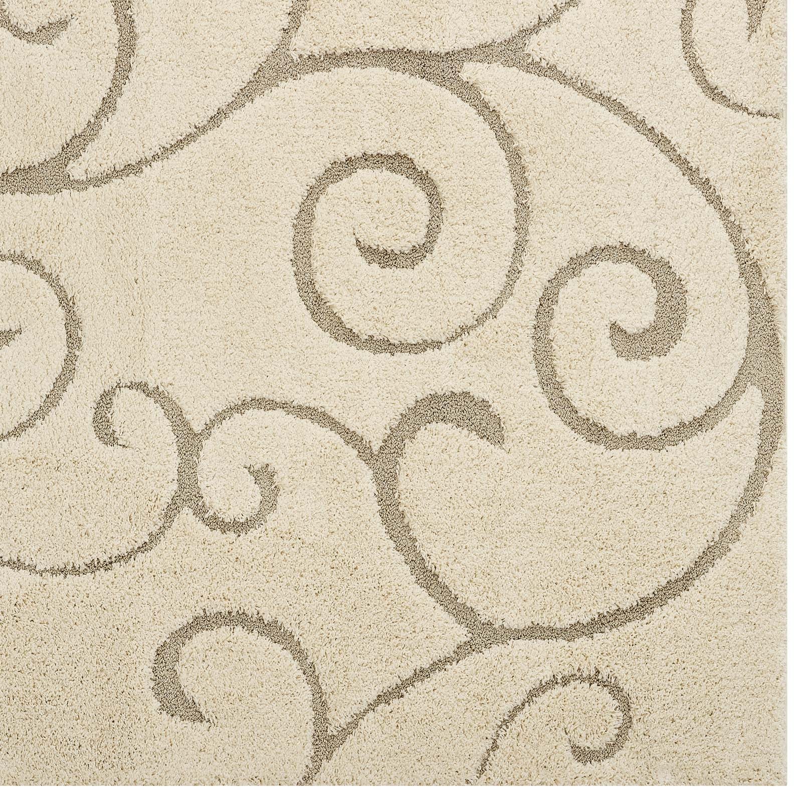Jubilant Burgeon Scrolling Vine Shag Area Rug by Modway