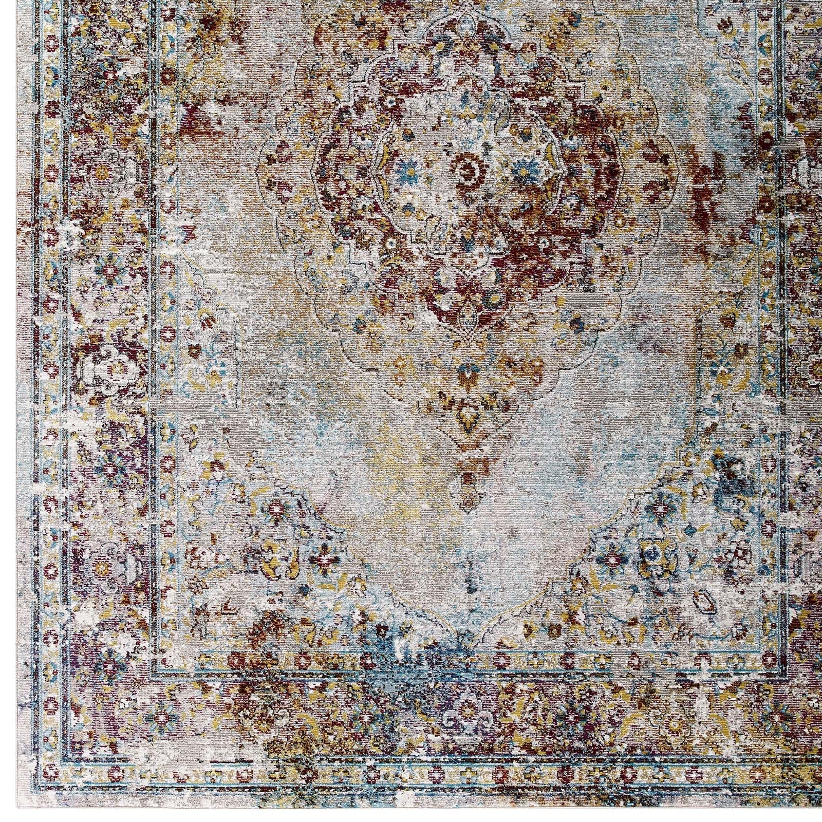 Success Merritt Transitional Distressed Floral Vintage Medallion Area Rug by Modway